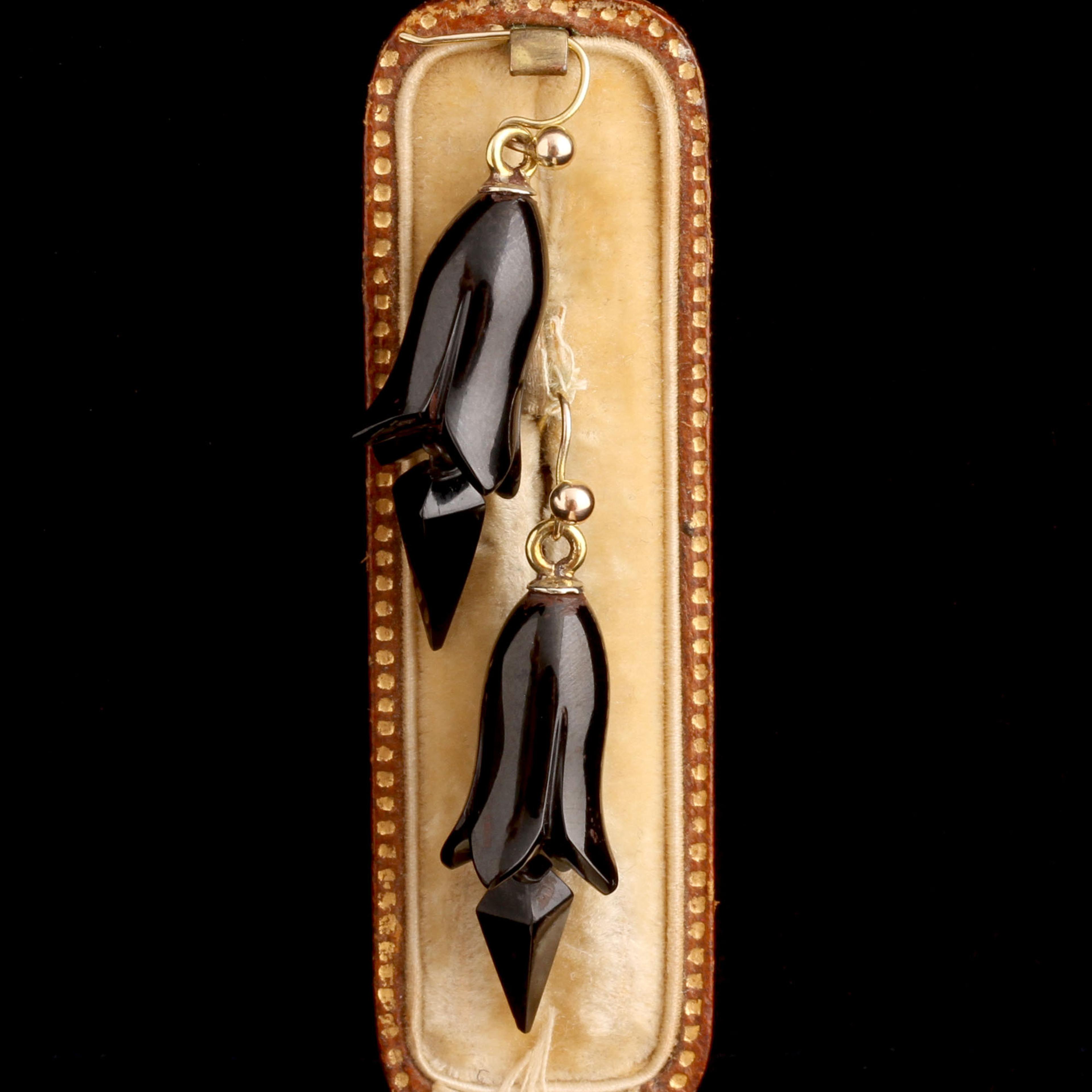 Victorian Jet Bellflower Earrings