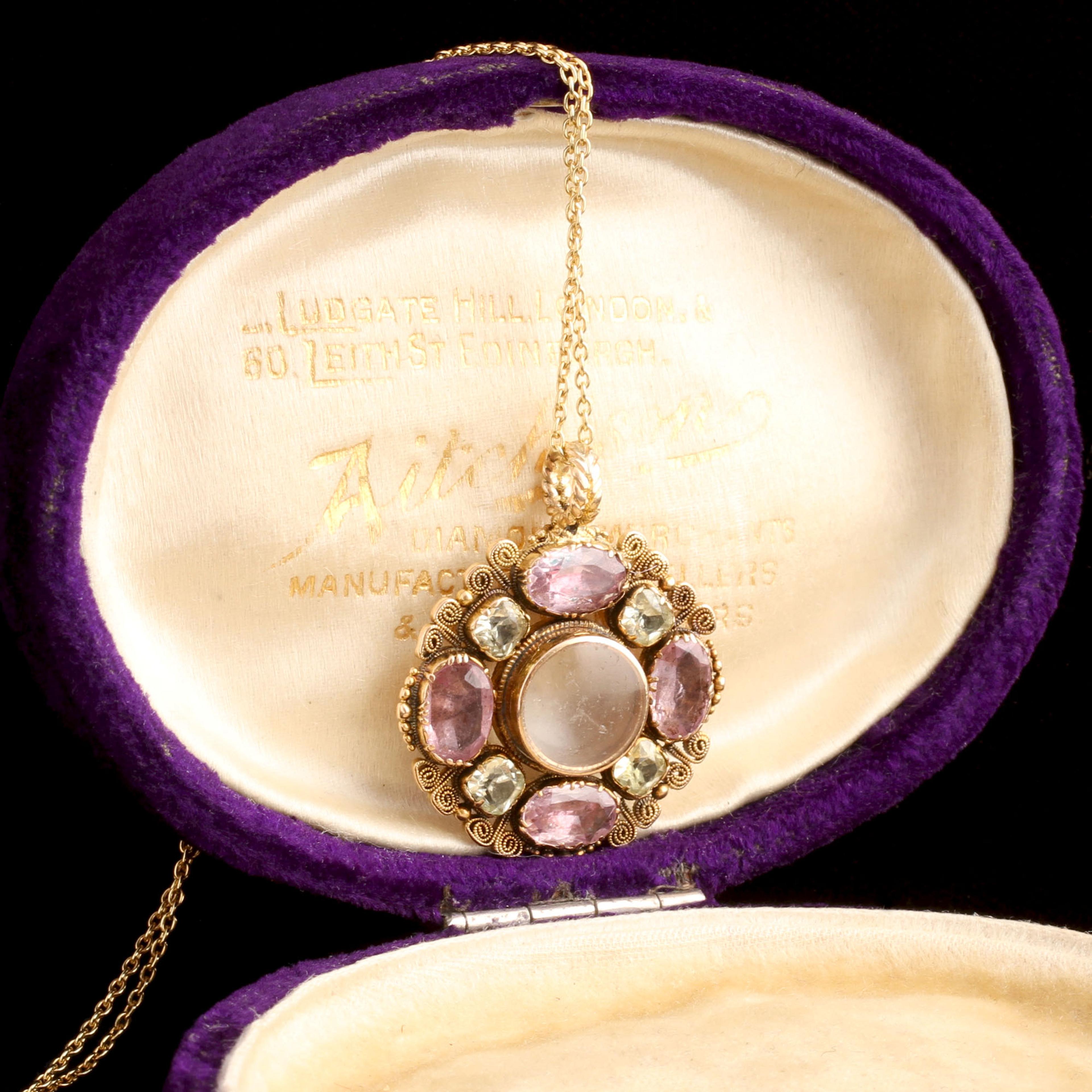 Georgian Pink & Green Topaz Locket