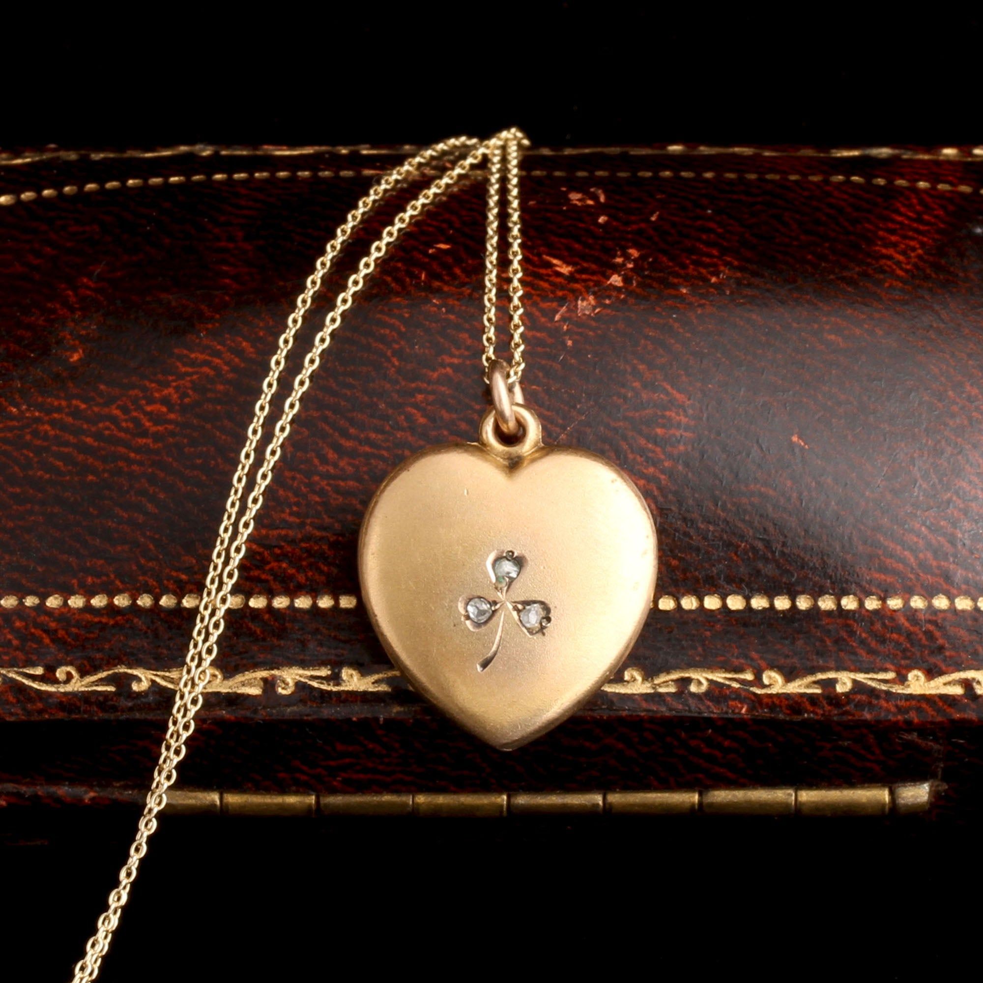 Late Victorian Diamond Clover Heart Pendant