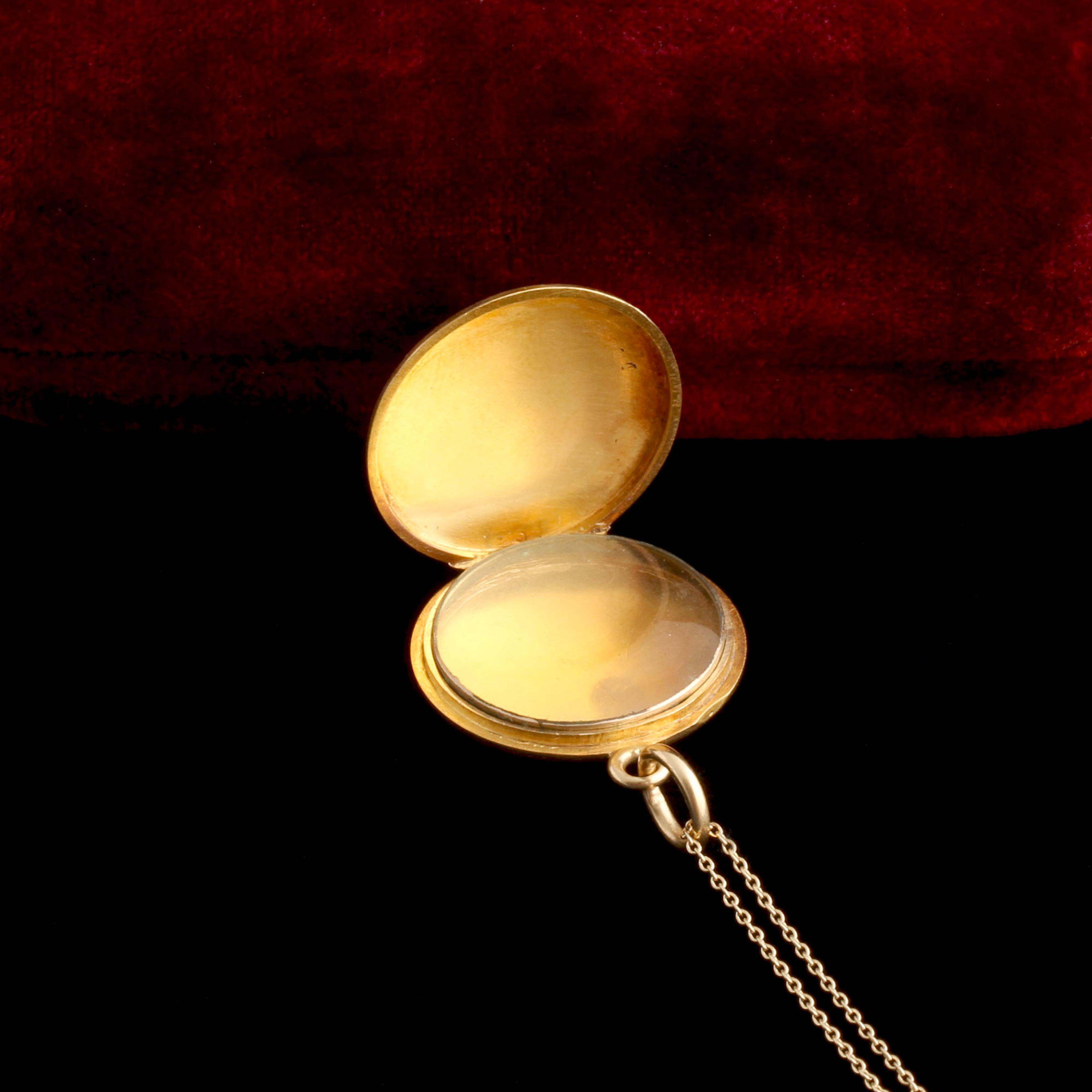 Detail of Victorian Floriated Enamel Locket