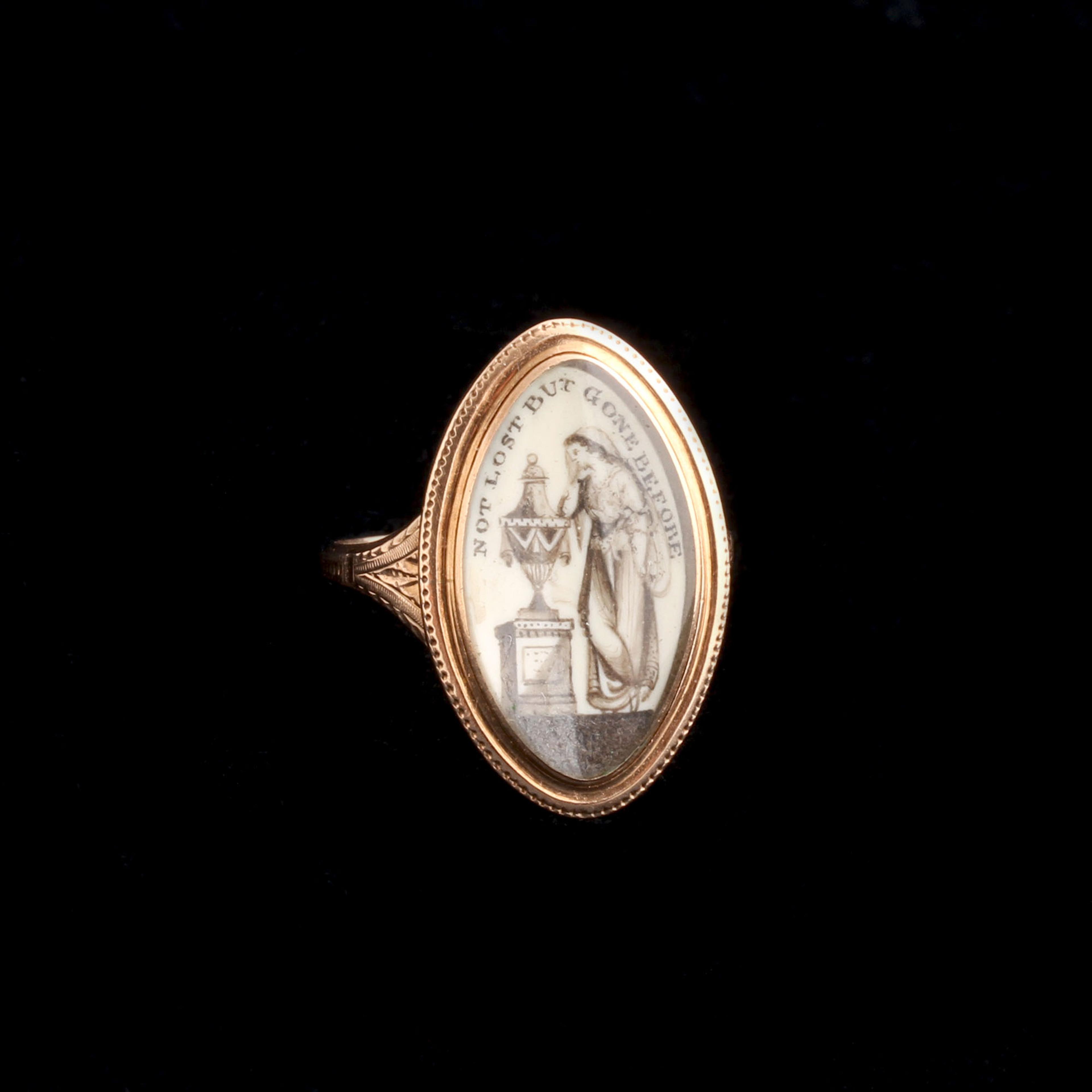 Georgian "Not Lost but Gone Before" Sepia Mourning Ring
