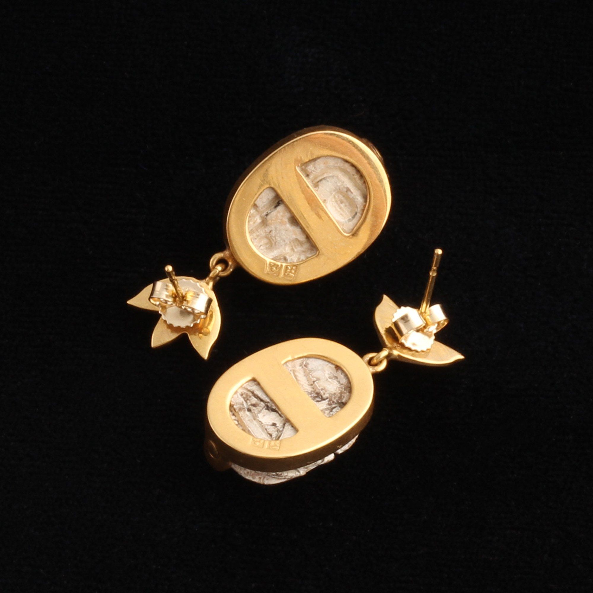 Vintage Lotus & Scarab Earrings