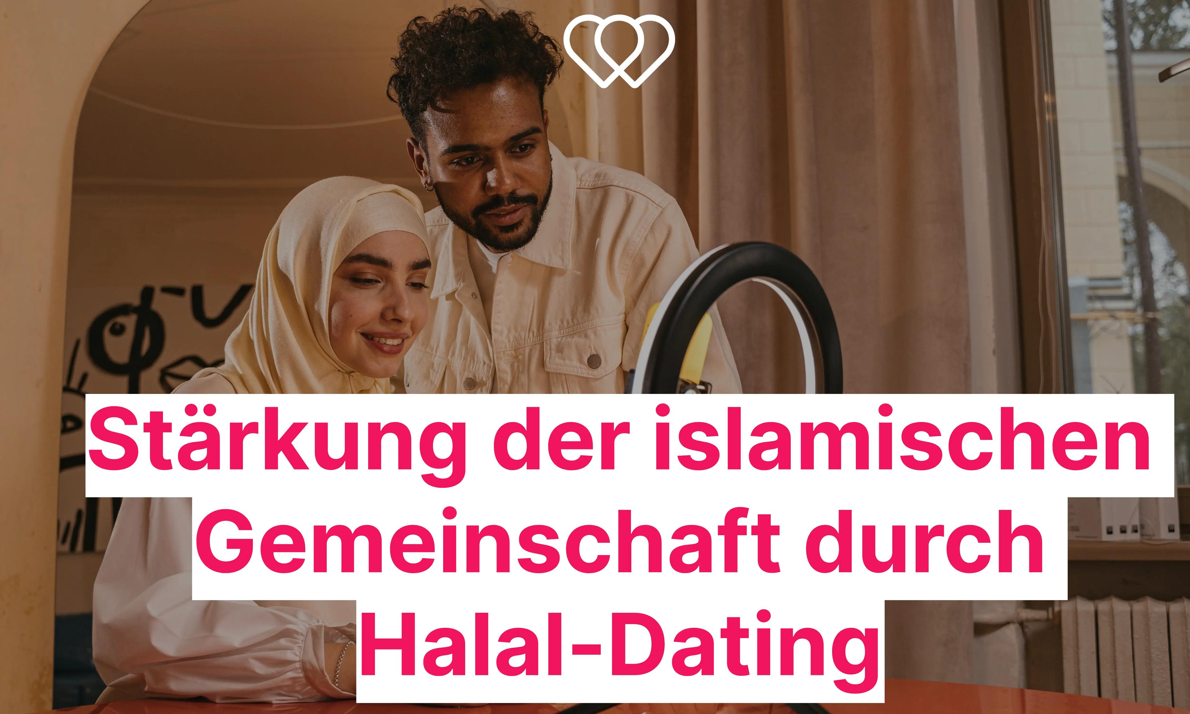 Muslimisches Paar vor einer Kamera.