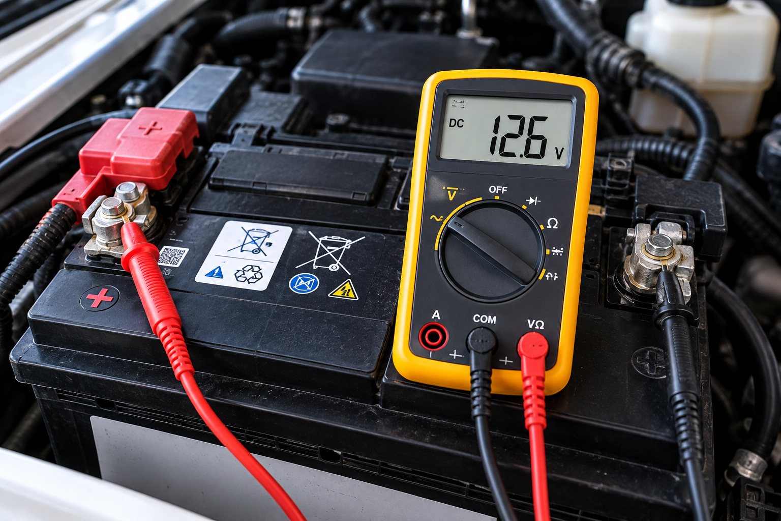 Mät batteriets vilospänning vid felsökning av startmotor