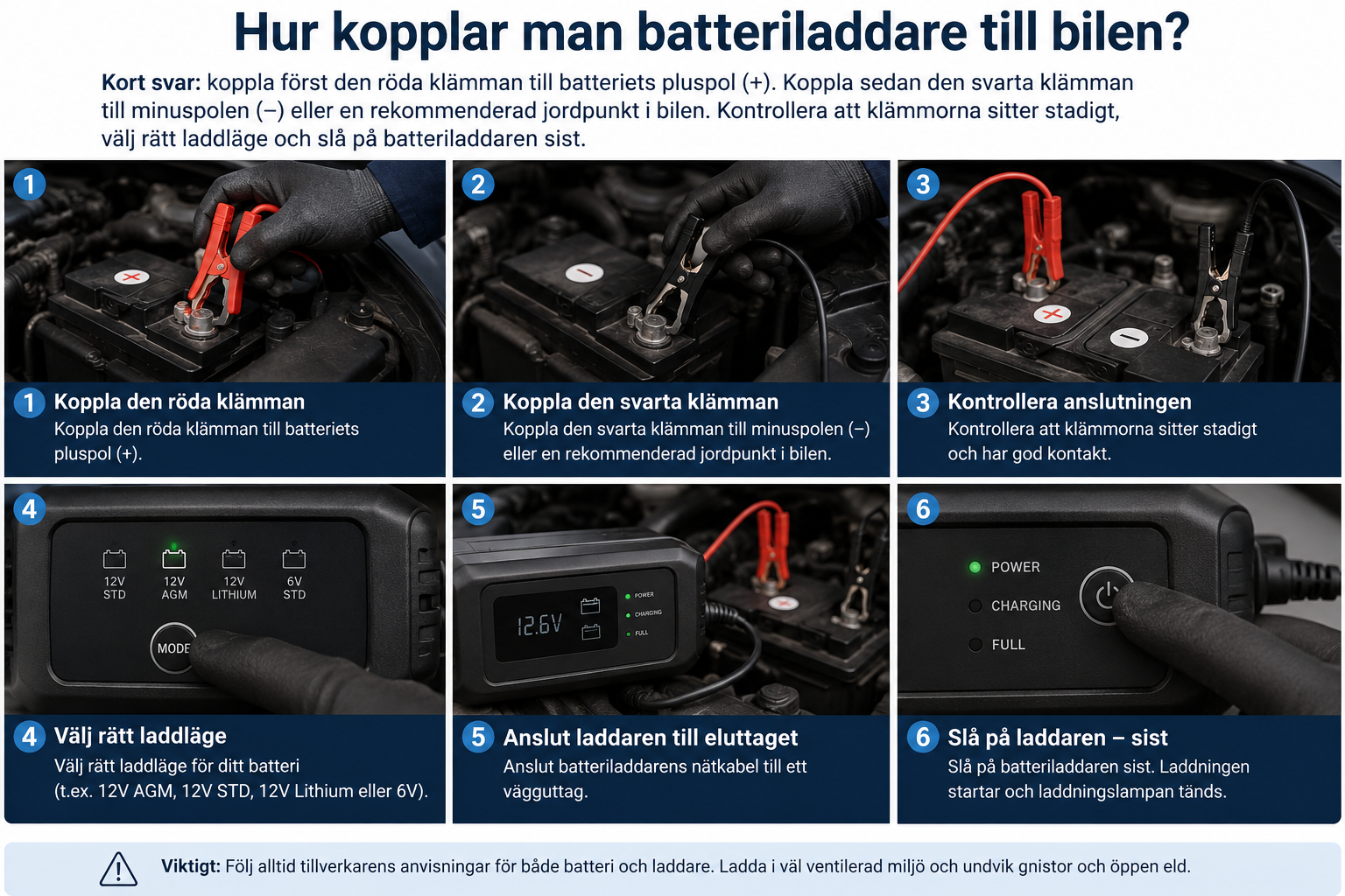 Hur man kopplar batteriladdaren till bilen