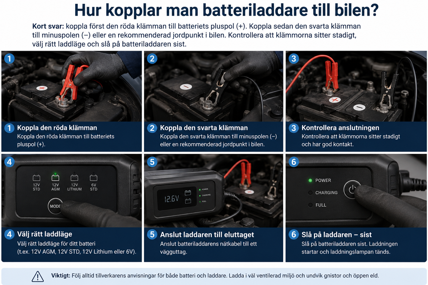hur man kopplar batteriladdaren till bilen