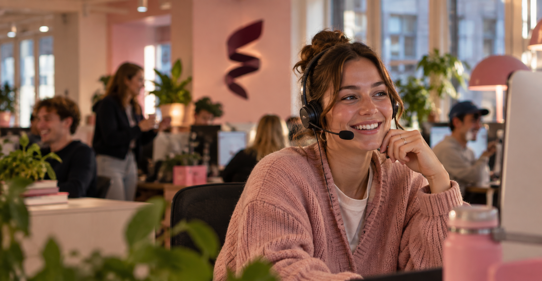 Medarbejder med headset i Franklys kundeservice