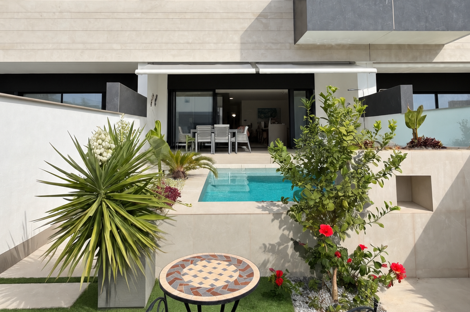 Modern gelijkvloers appartement met privézwembad