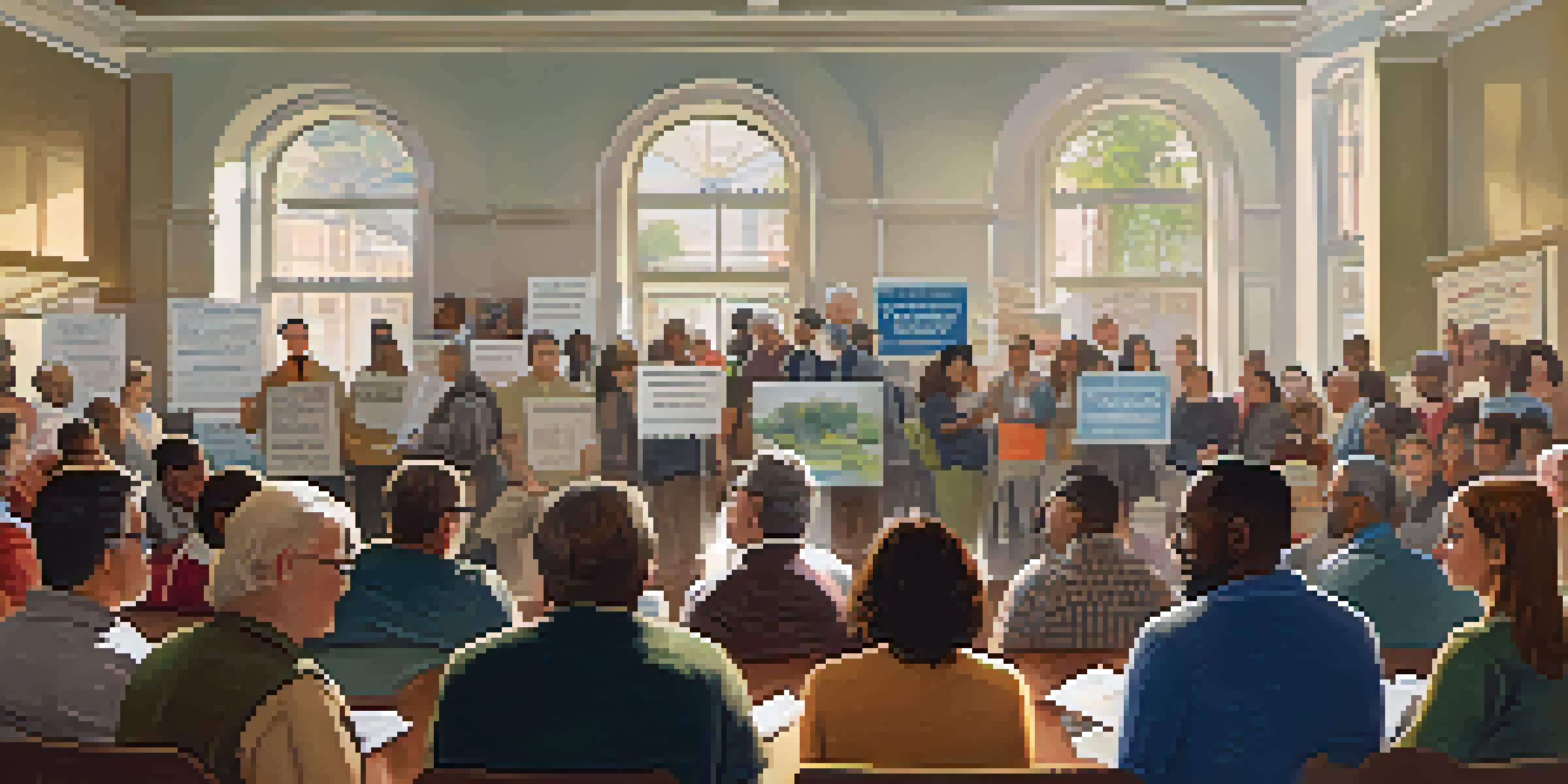 A diverse group of citizens gathered in a town hall meeting, discussing local issues with passion and determination.