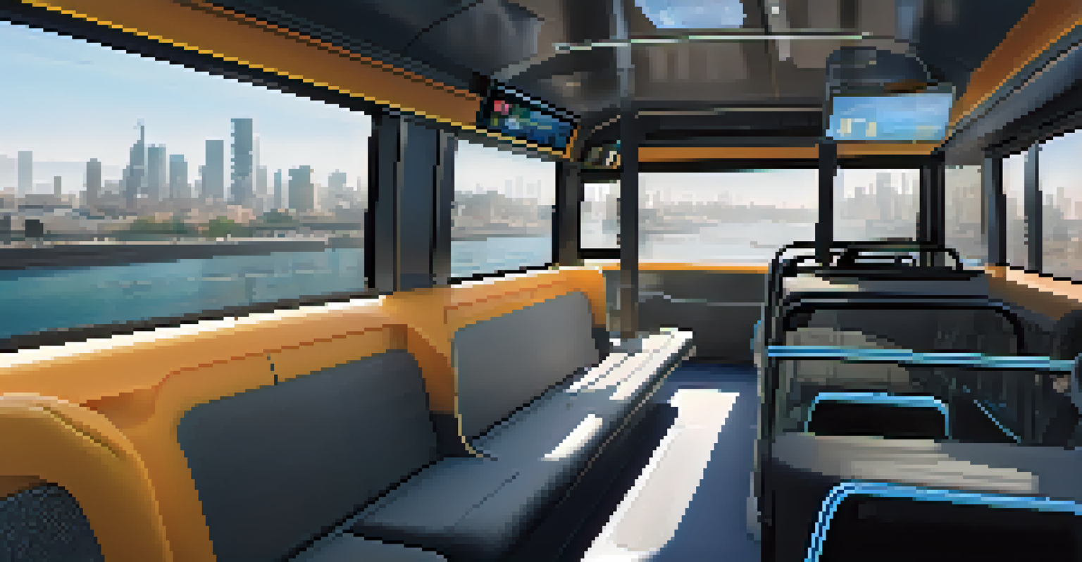 The interior dashboard of an electric bus, highlighting modern technology and spacious design.