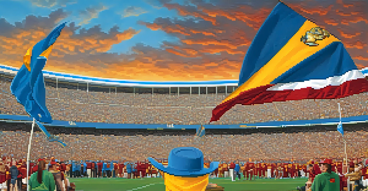 USC and UCLA fans gathered at the Rose Bowl, displaying their team colors and showcasing the rivalry.