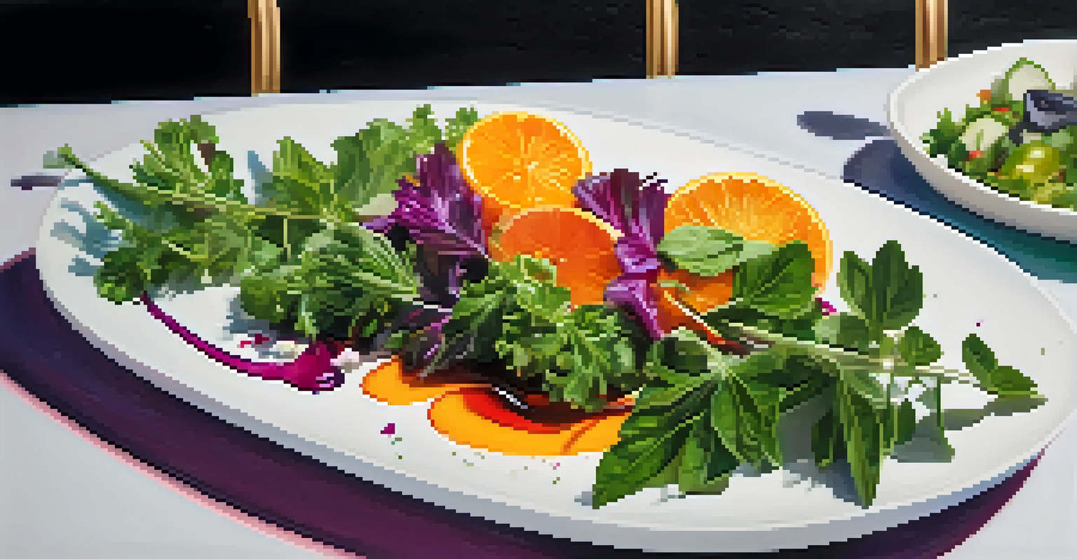 A beautifully presented plant-based dish in a trendy Los Angeles restaurant, featuring vibrant colors and eco-friendly decor, highlighting sustainability in the food industry.