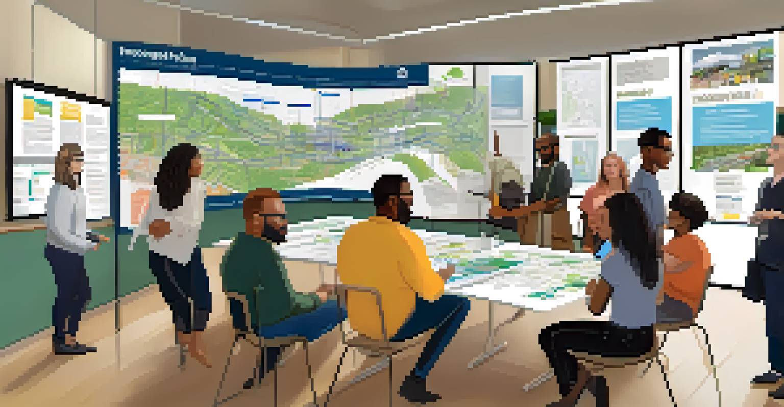 A community workshop focused on sustainable public transit, with residents sharing ideas and discussing plans.