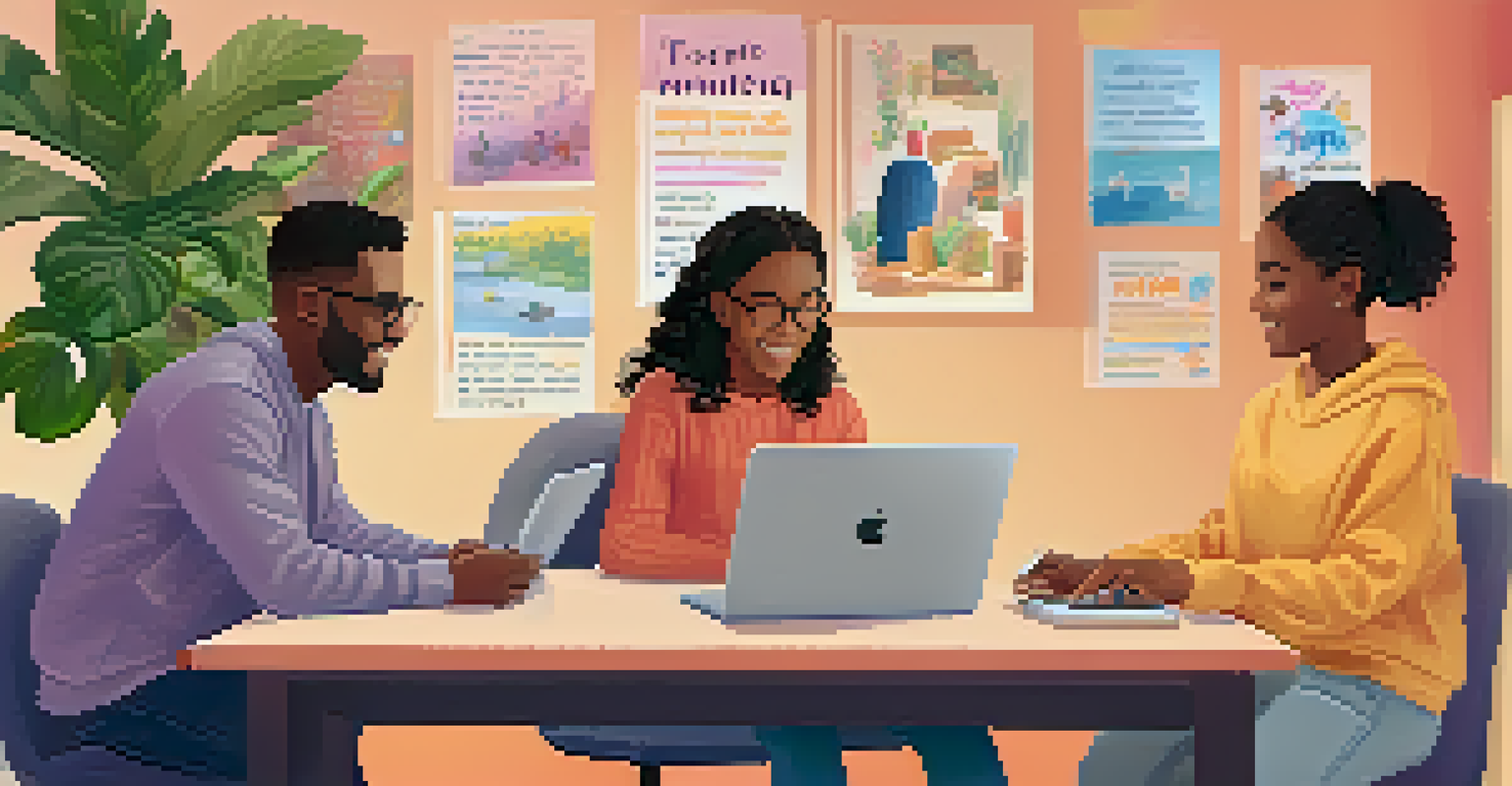 A young mentor and mentee participate in a virtual meeting, with inspiring decor in the background, highlighting a supportive environment.