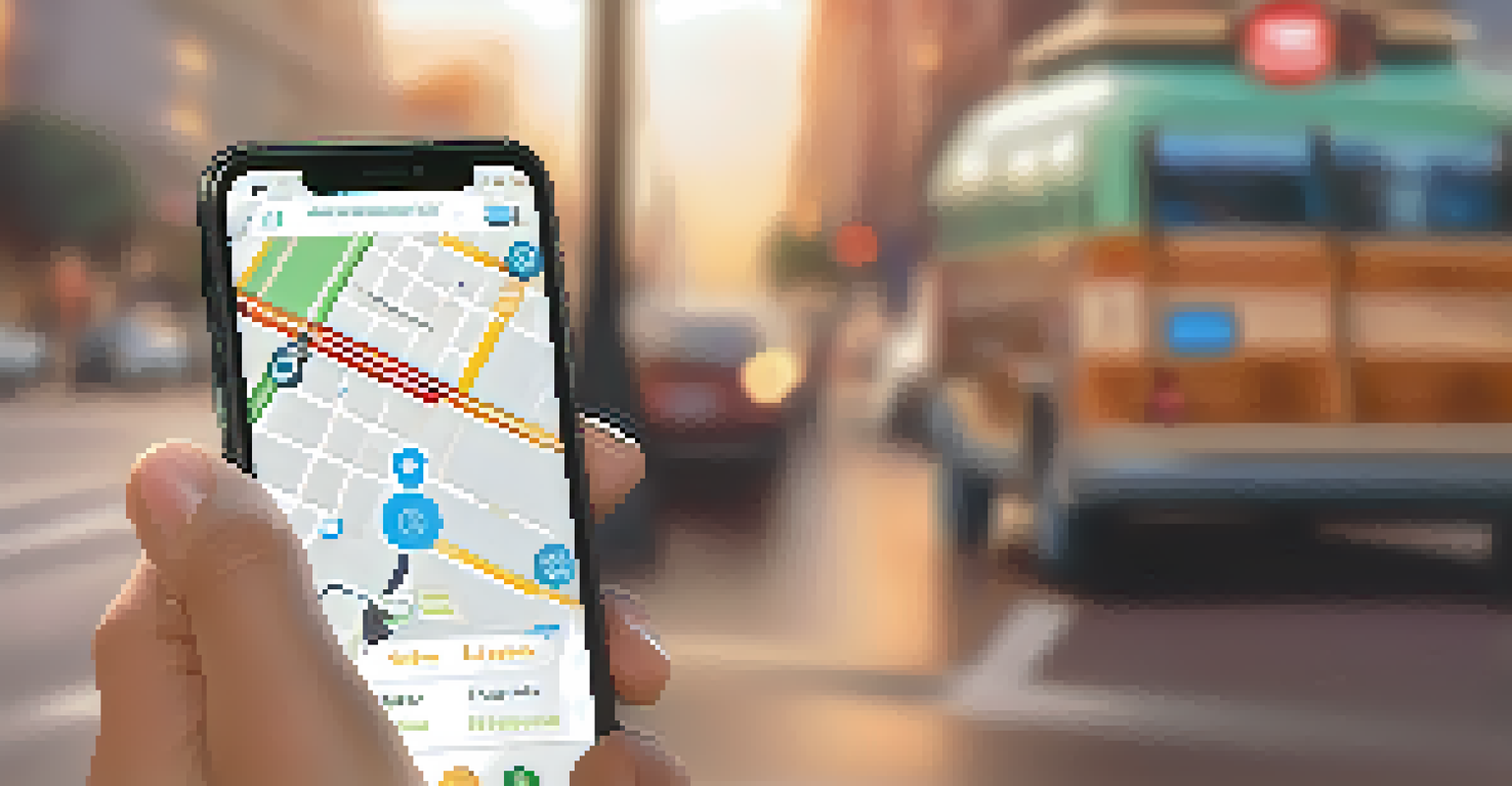 A hand using a ridesharing app on a smartphone in a warm coffee shop environment.