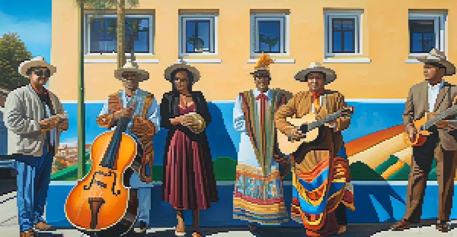 A colorful mural celebrating the cultural heritage of immigrant communities in Los Angeles, featuring traditional elements.