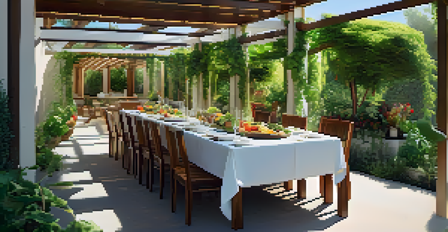 An outdoor dining table at a luxury wellness retreat, beautifully arranged with colorful organic, plant-based meals surrounded by greenery.