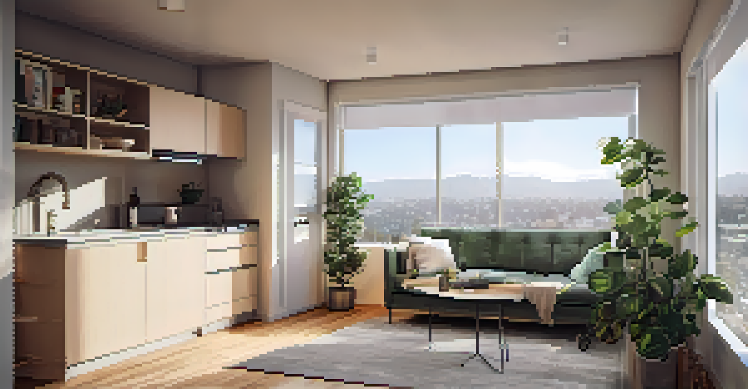 Interior of a micro-apartment in Los Angeles, showcasing modern and efficient furnishings in a compact living space.