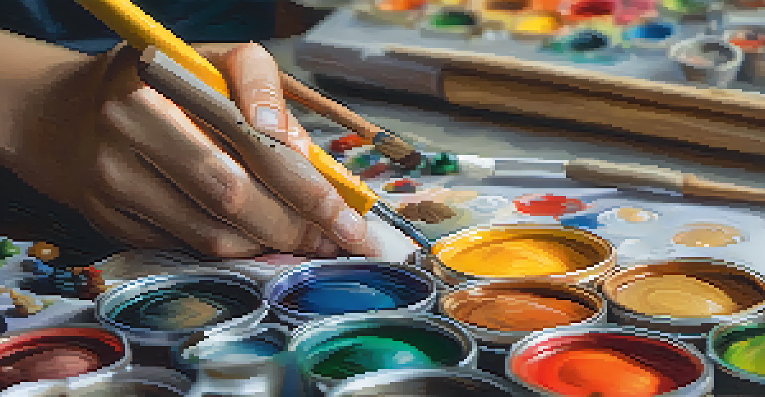 An artist's hands painting on a canvas with a vibrant palette, focused on a culturally inspired artwork.