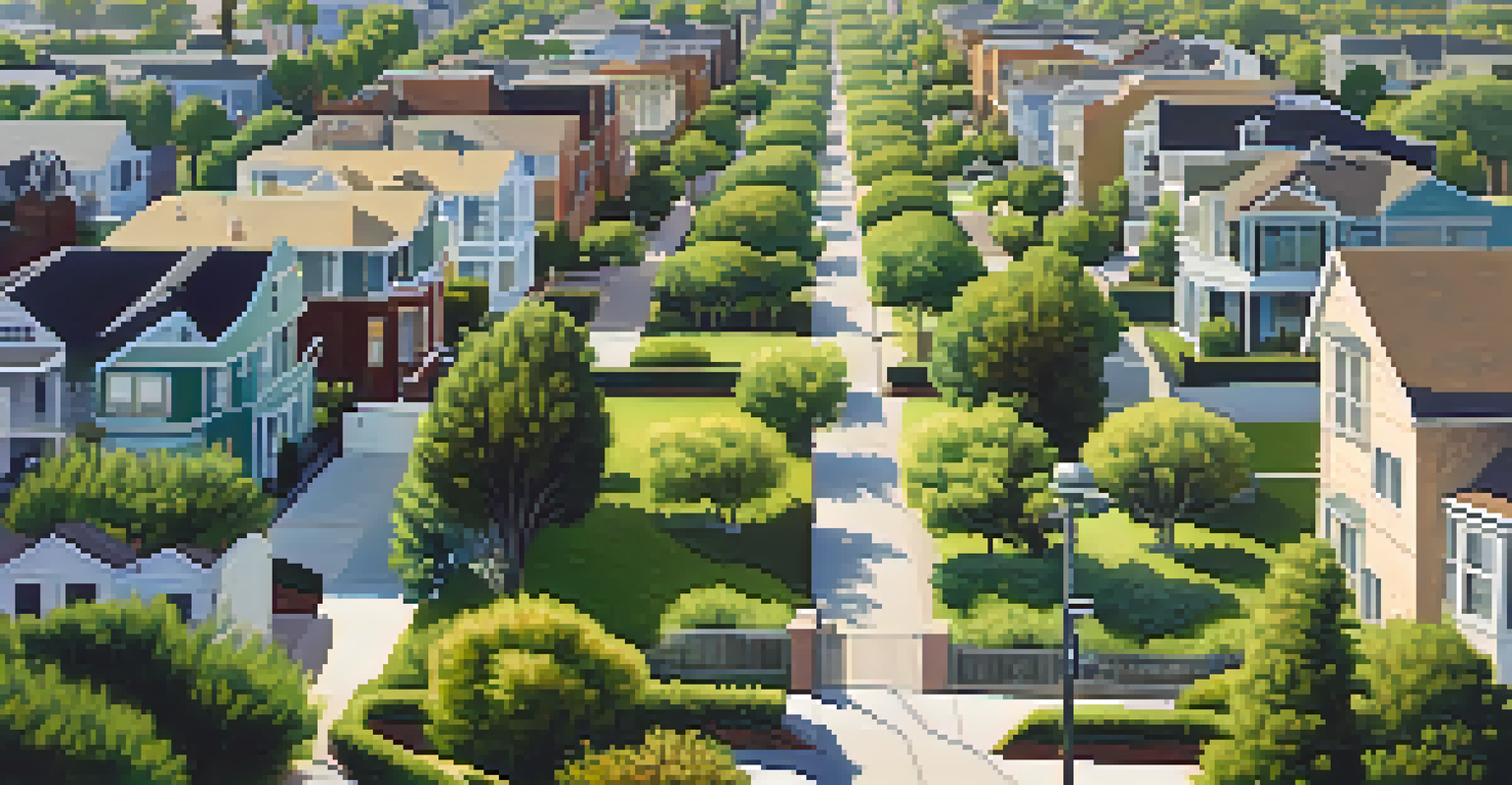 An aerial view of a diverse Los Angeles neighborhood with a mix of older homes and modern developments surrounded by greenery.