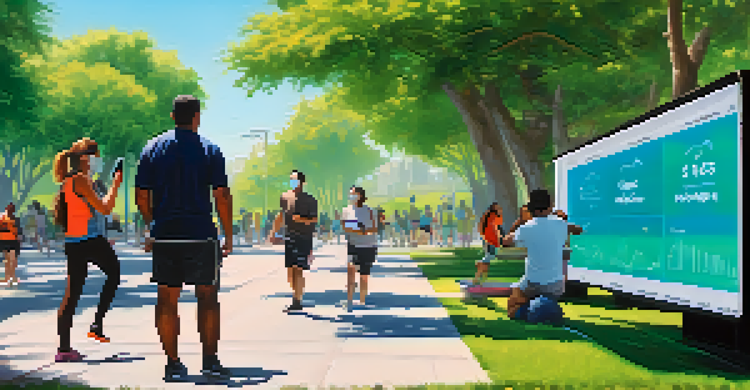 A close-up of an air quality monitoring device in a Los Angeles park with people exercising in the background.