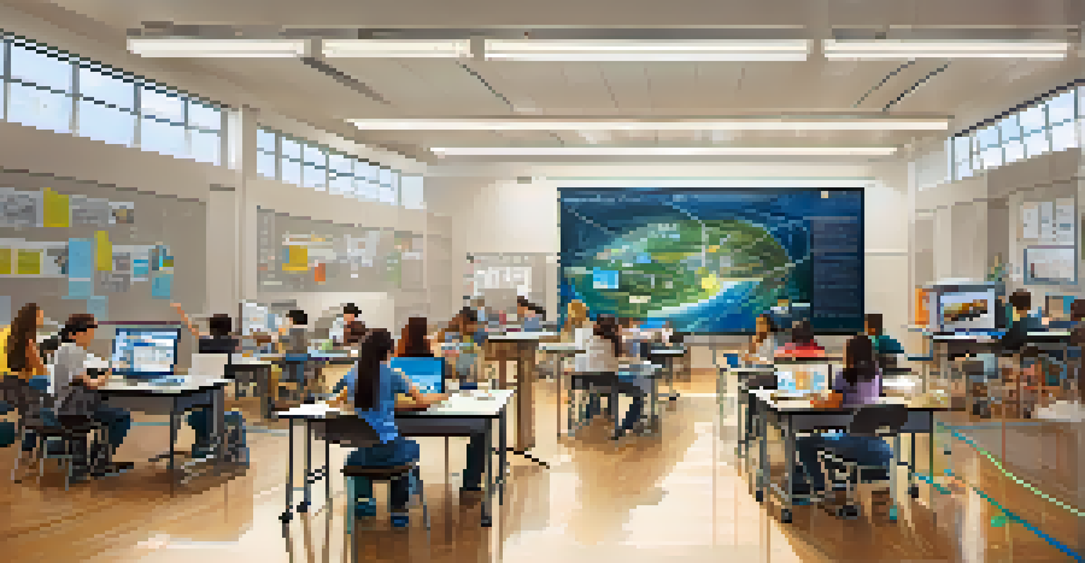 Students in a university classroom in Los Angeles participating in a STEM workshop with advanced technology and collaborative projects.