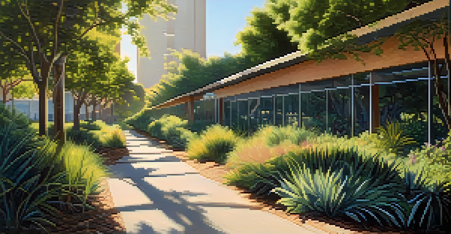 A wildlife corridor filled with native plants and small animals, connecting urban areas in Los Angeles with sunlight filtering through the trees.