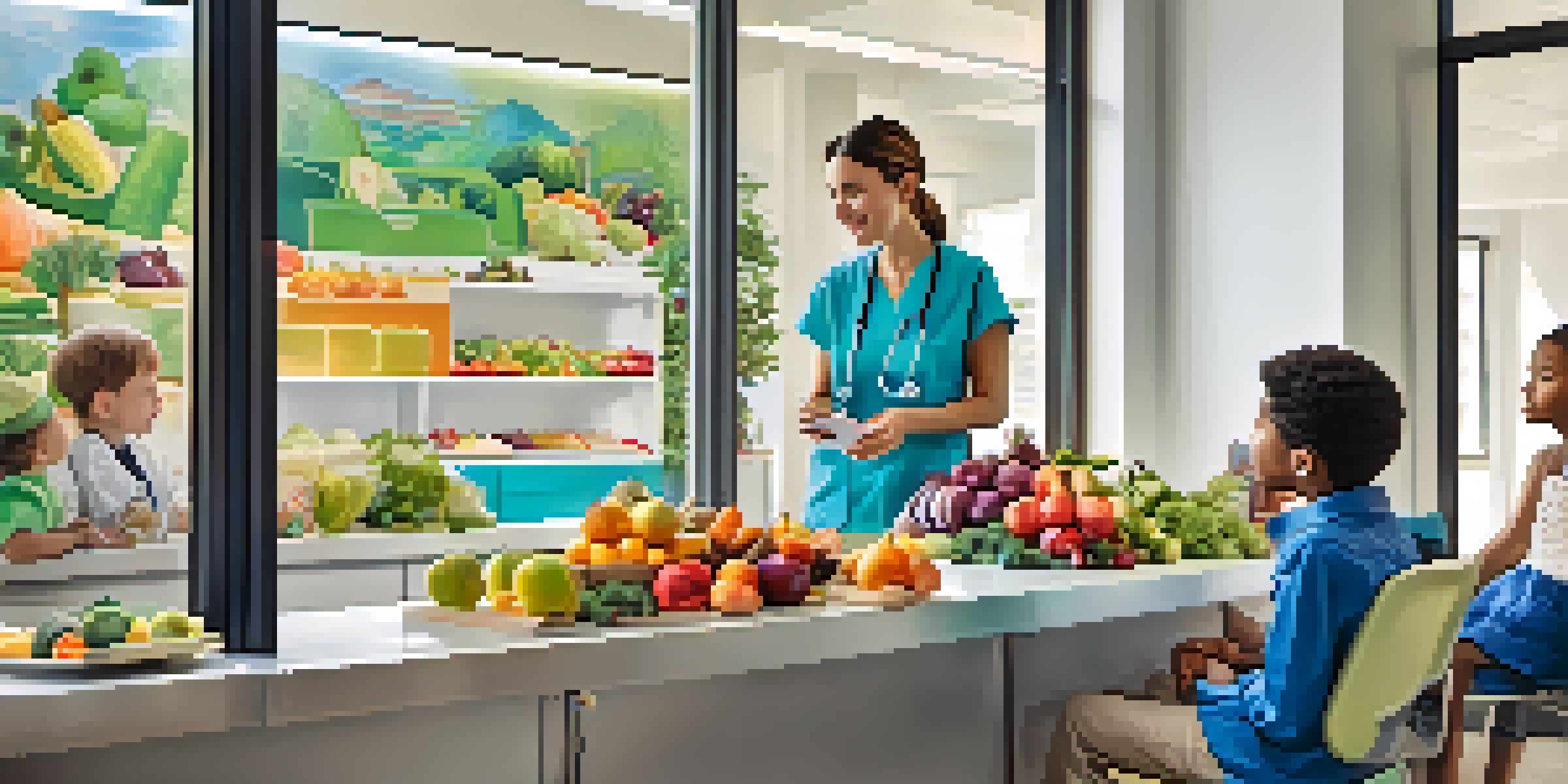 A healthcare provider discussing preventive care with a young family in a modern clinic.