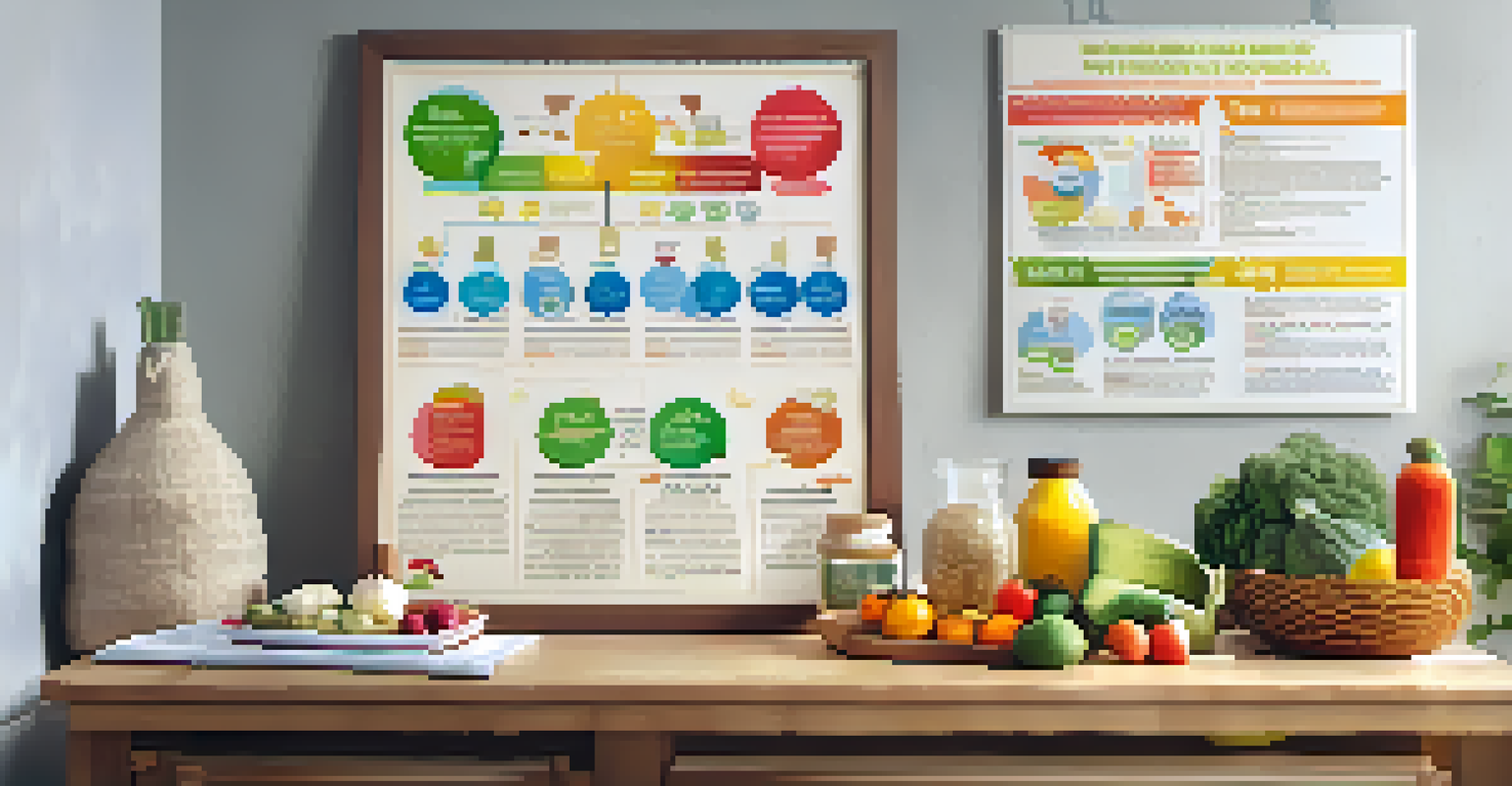 An educational poster about vaccination benefits surrounded by fresh fruits and vegetables in a cozy kitchen.