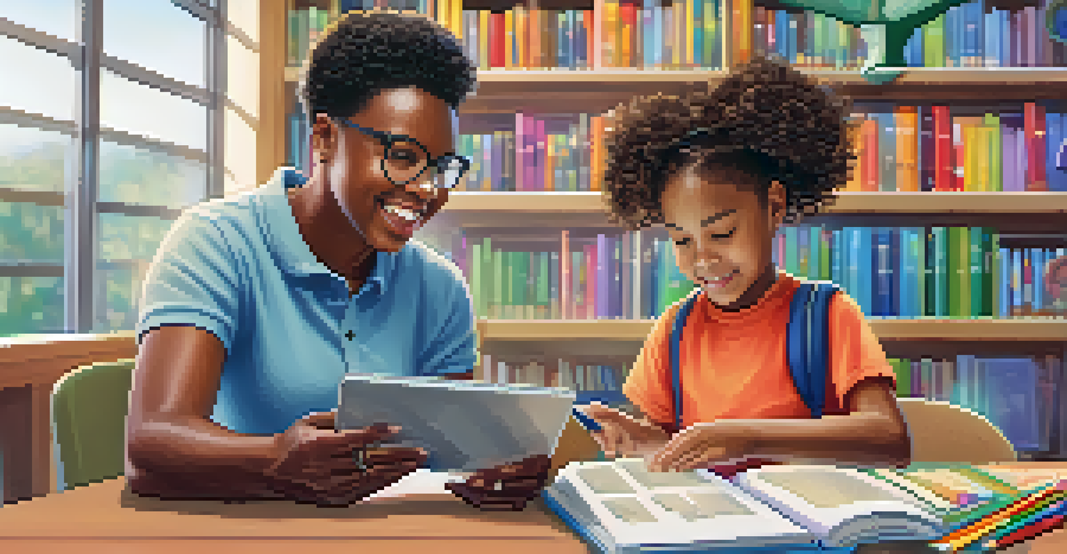 A teacher and student discussing a personalized learning plan with a tablet.