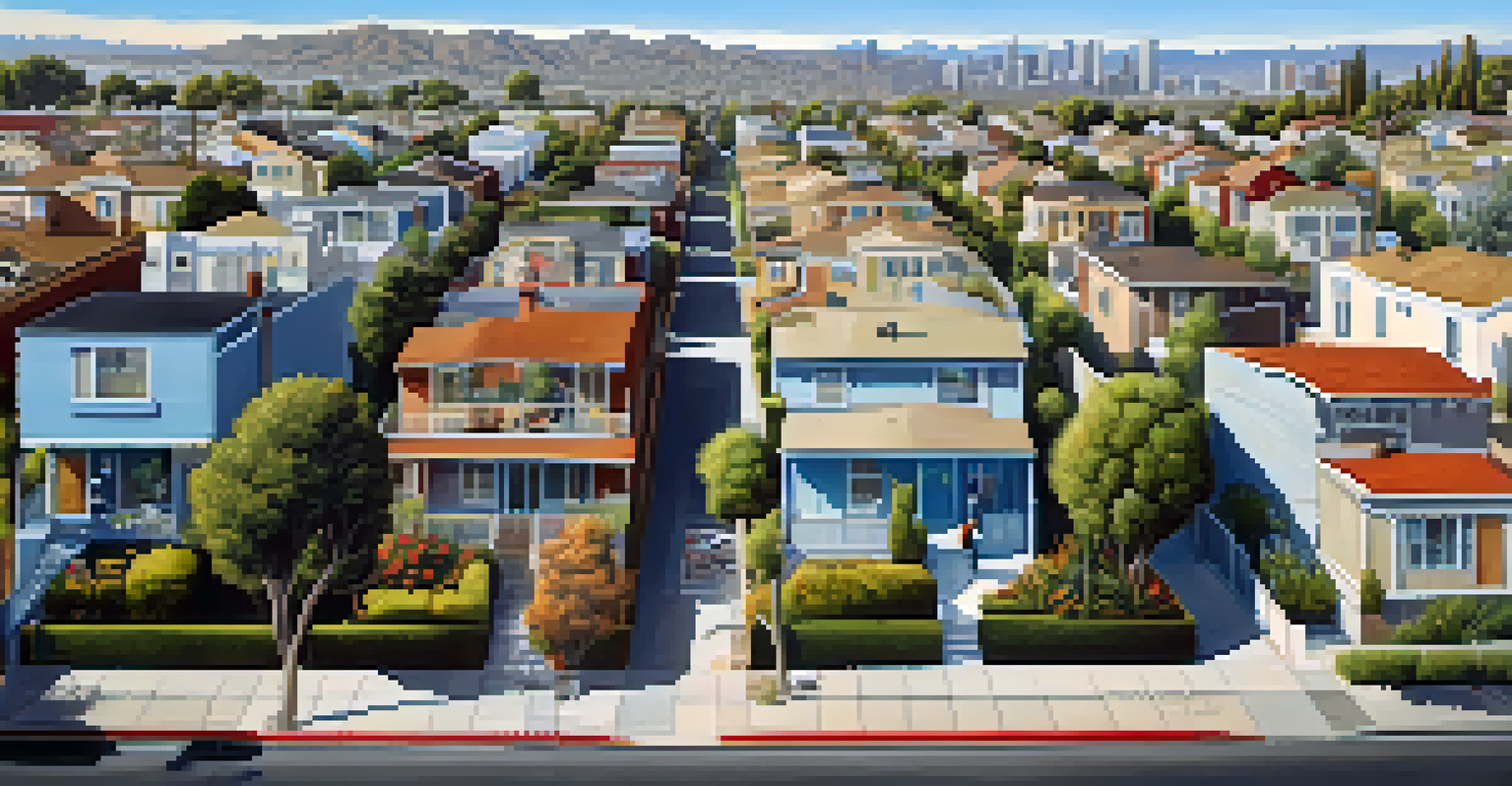 A panoramic view of a Los Angeles neighborhood showing a mix of traditional homes and modern developments.