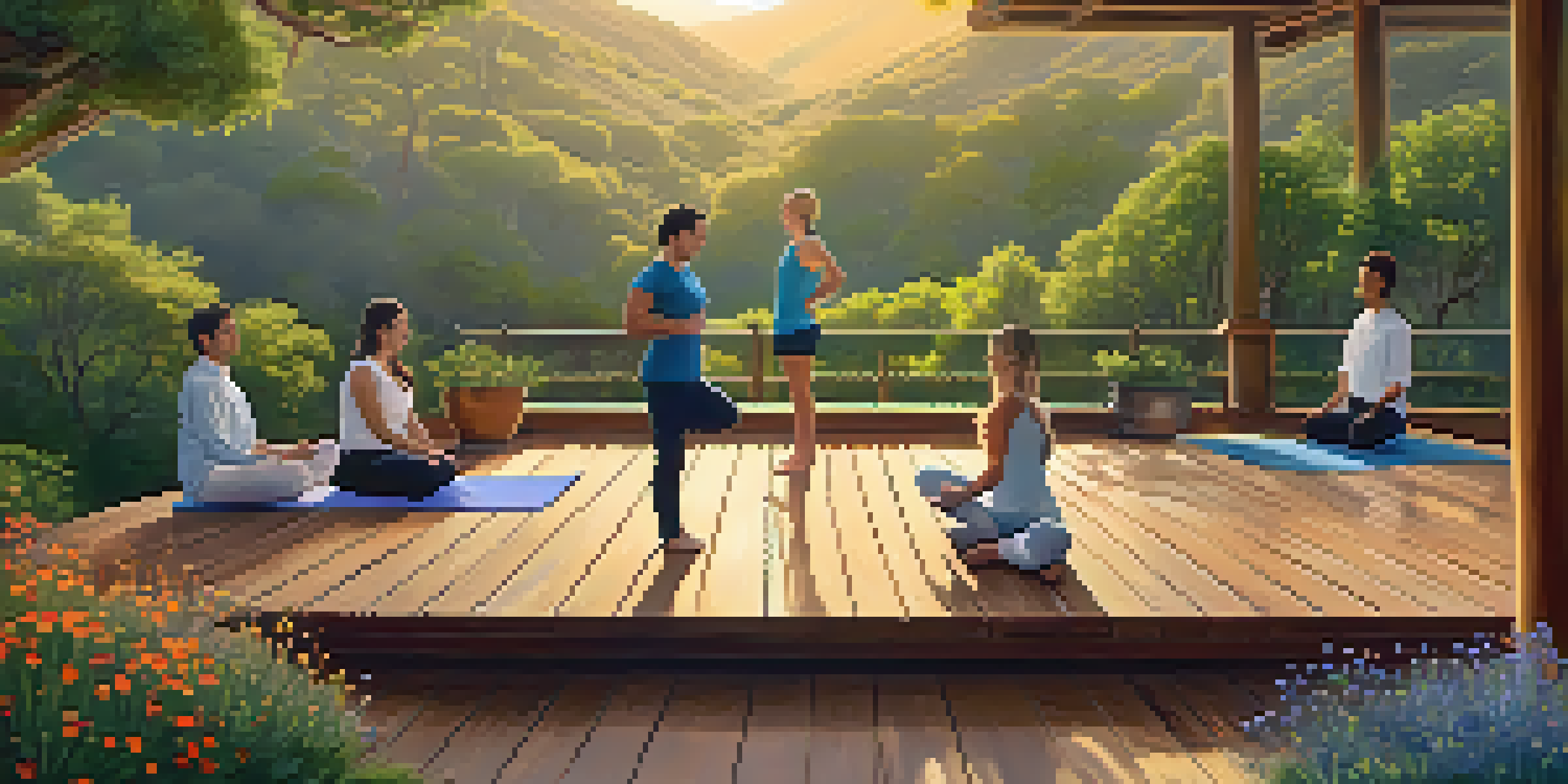 A peaceful outdoor yoga session at sunrise, surrounded by nature in the Santa Monica Mountains.