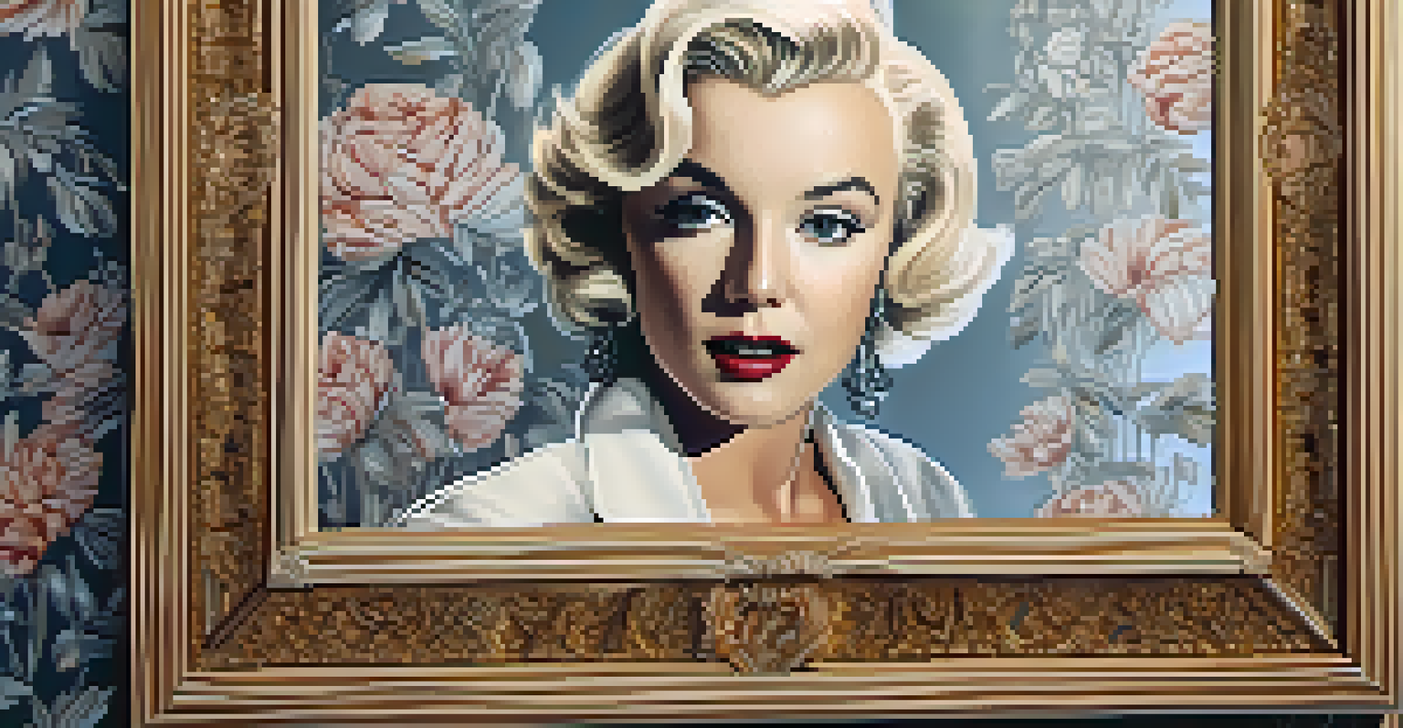 A close-up of Marilyn Monroe looking thoughtful, with emotional eyes and a vintage mirror backdrop, conveying a sense of intimacy.