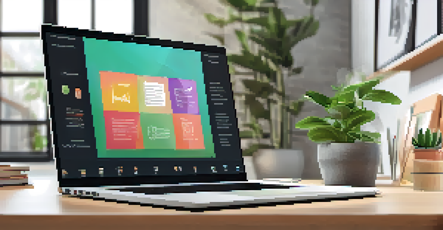 A laptop screen showing a virtual pitch meeting with a startup founder and investors, in a cozy home office.