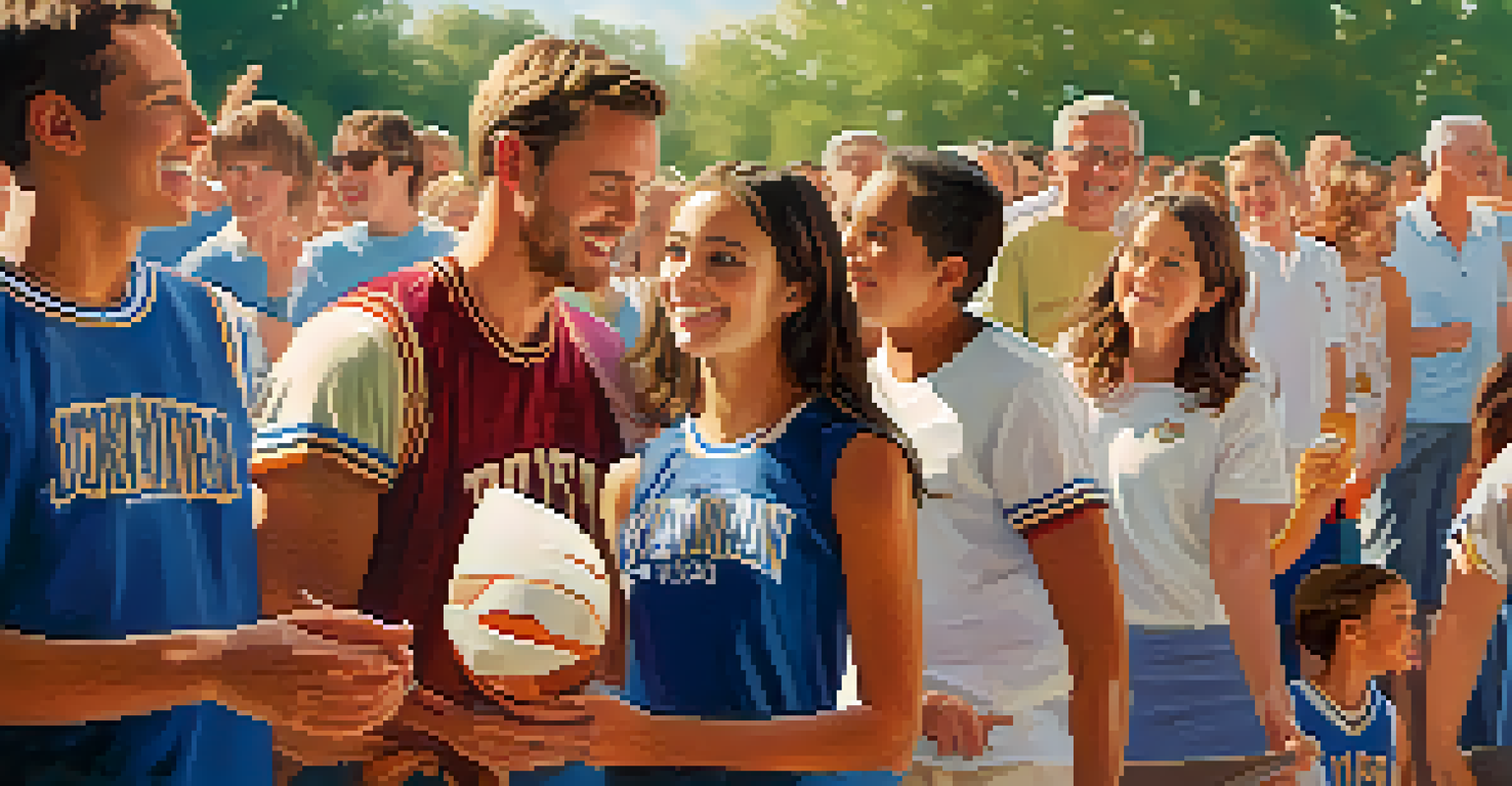 Families gathered at a youth basketball game, cheering for their children, creating a lively and supportive atmosphere.
