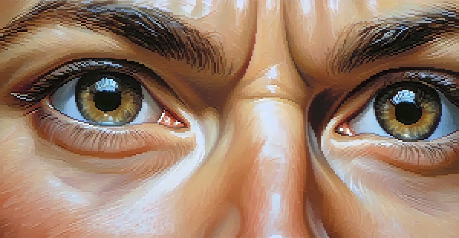 A close-up of a person's face displaying deep emotions with expressive eyes, softly blurred background, and dramatic lighting.