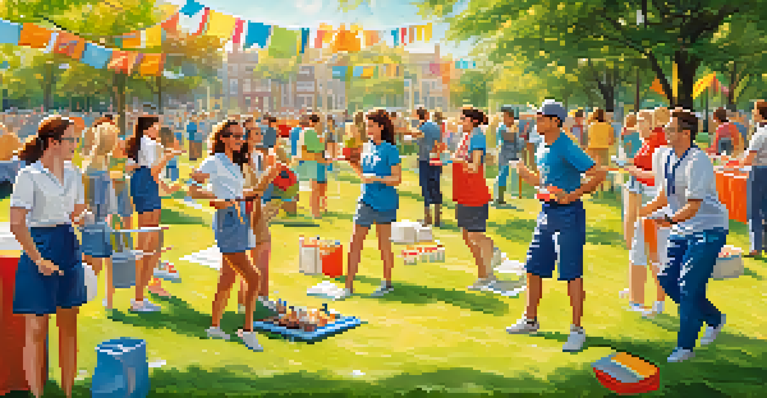 Employees enjoying a lively outdoor team-building event in a sunny park, participating in games and activities that promote work-life balance.