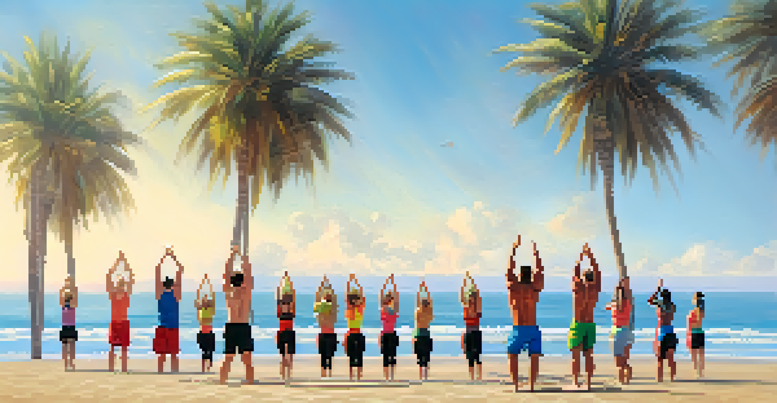 Participants engaging in an outdoor CrossFit workout on the beach in Los Angeles, surrounded by a beautiful ocean view.