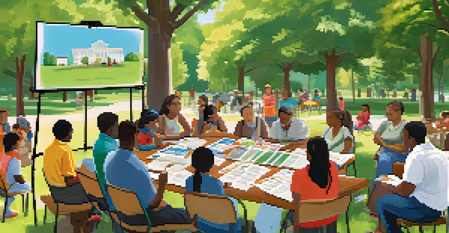 A diverse group of people participating in an outdoor workshop about disaster preparedness.