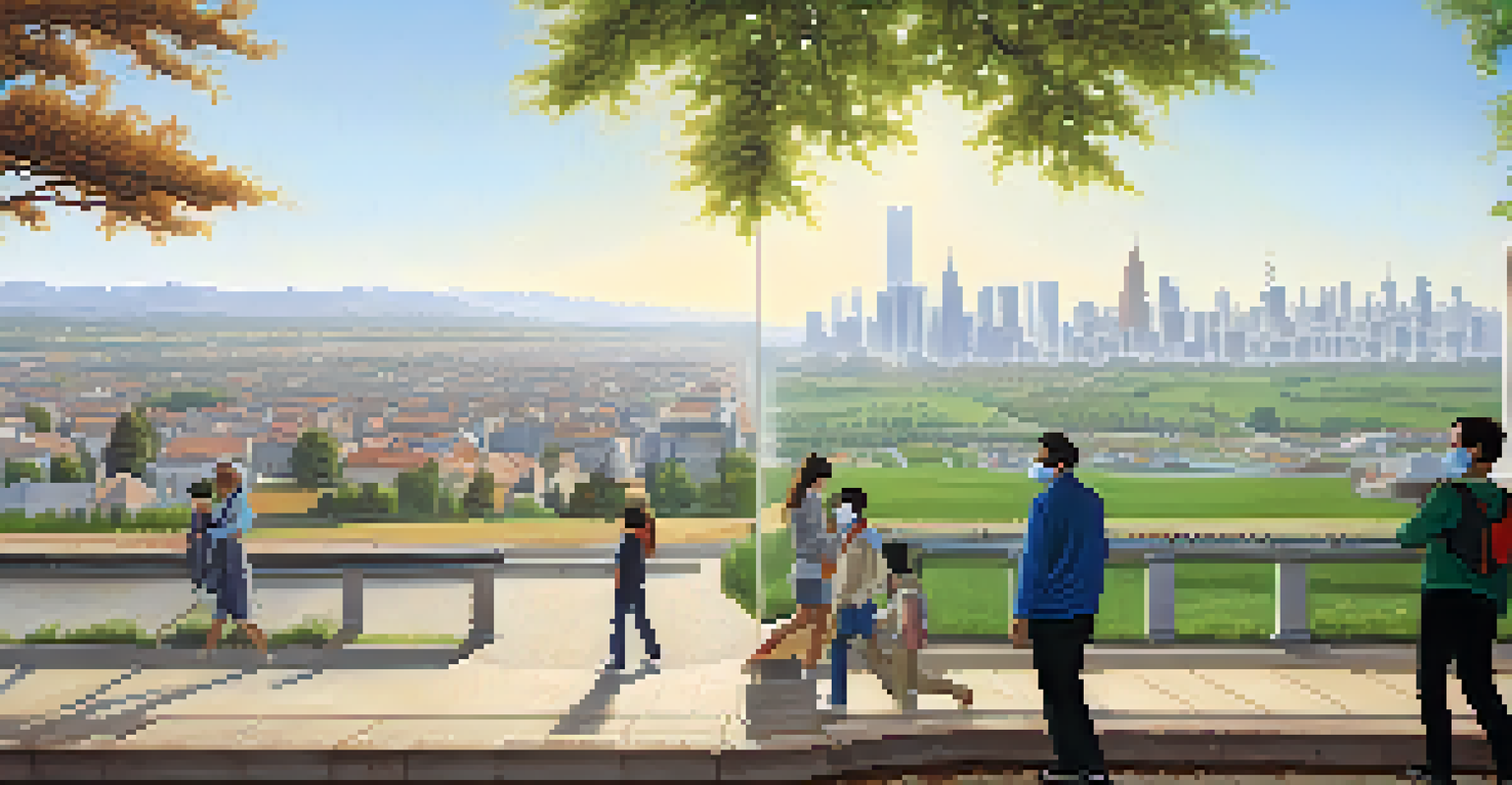 A contrasting image showing a polluted city on one side and a healthy countryside on the other, highlighting the effects of air quality on health.