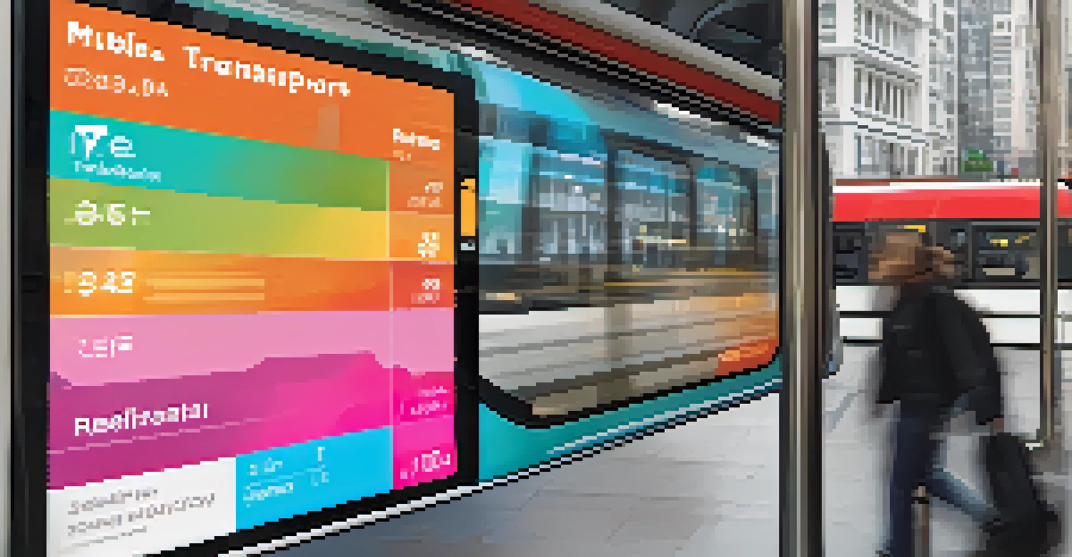 A close-up of a smartphone displaying a mobile app for public transport updates, set in a busy transit station.