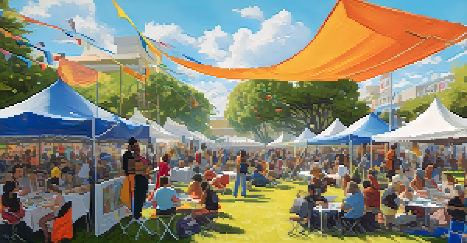 A vibrant scene from the LA Festival of Books with diverse attendees engaging in art and discussions.
