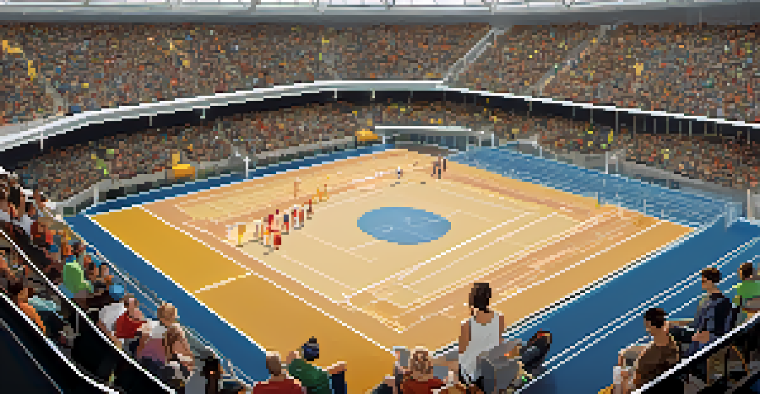 An inclusive sports venue with wheelchair ramps and sensory-friendly spaces, showcasing diverse fans enjoying the game.