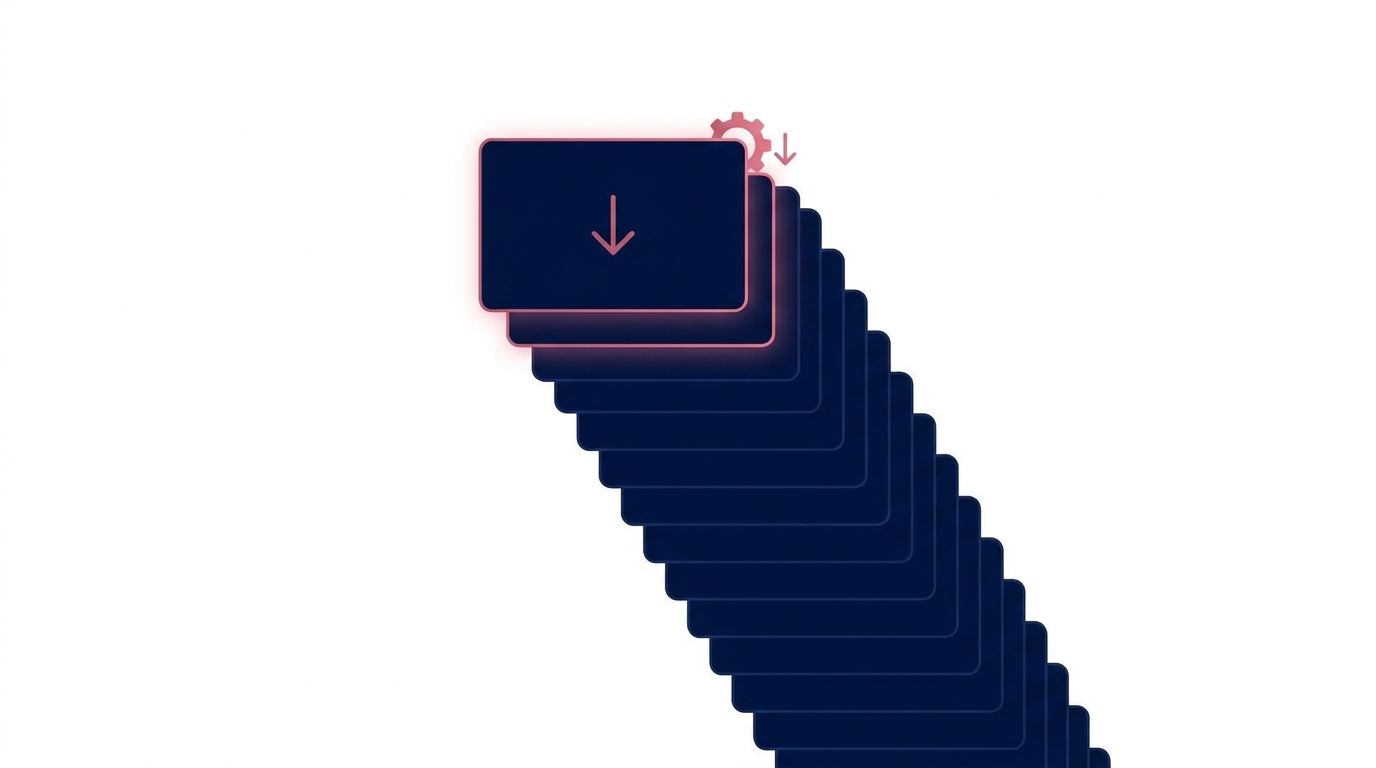 Abstract illustration of a single row duplicating into a long stack of near-identical rows
