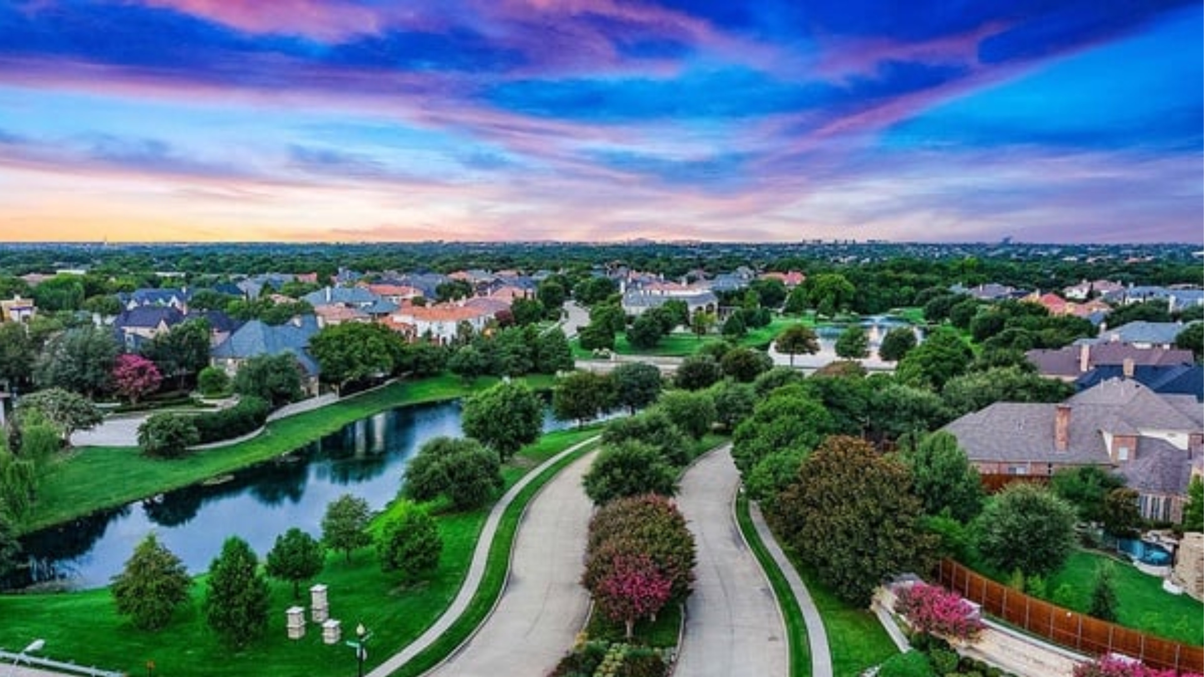 Plano Texas neighborhood aerial view
