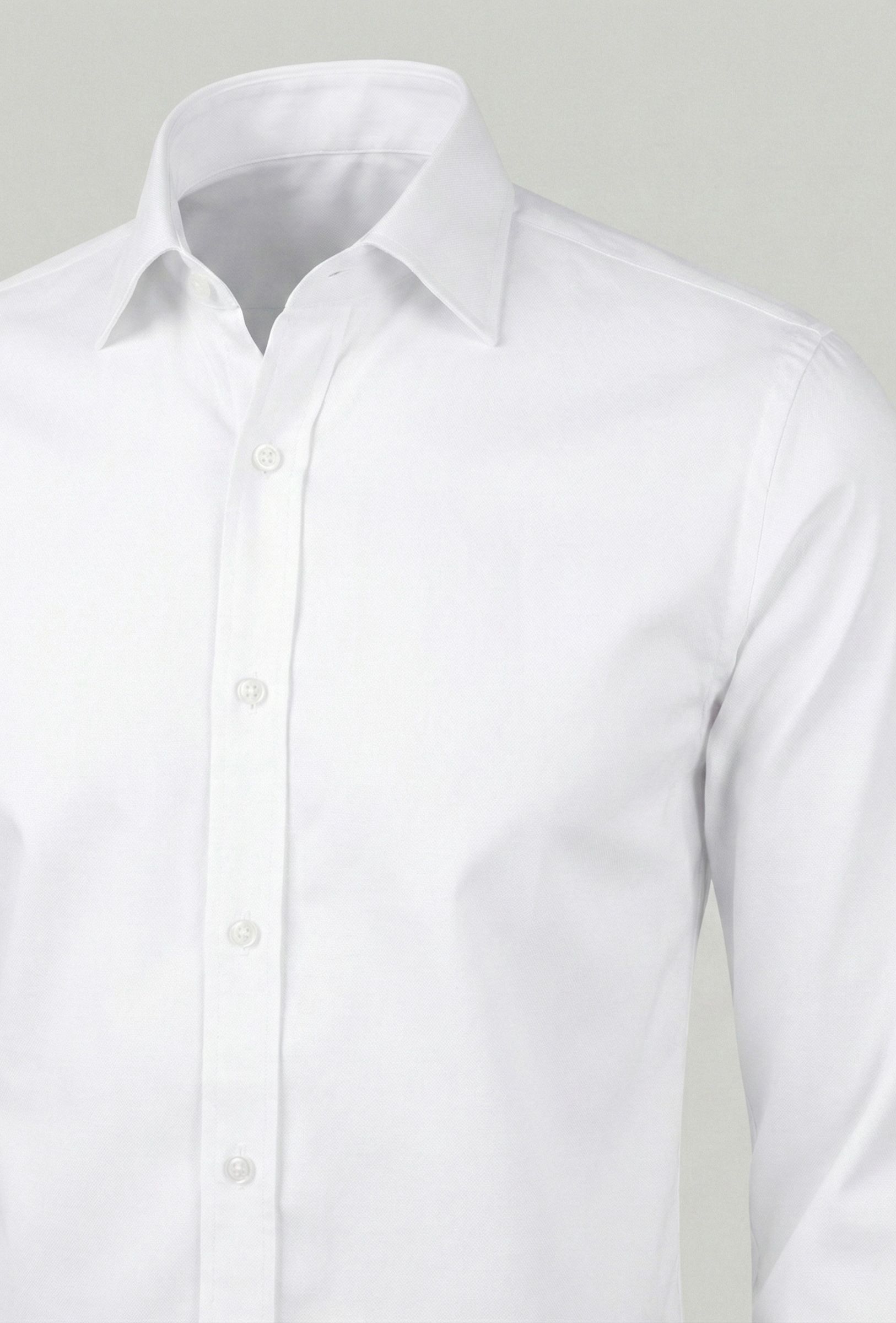 Белая рубашка однотонная приталенная - миниатюра 2