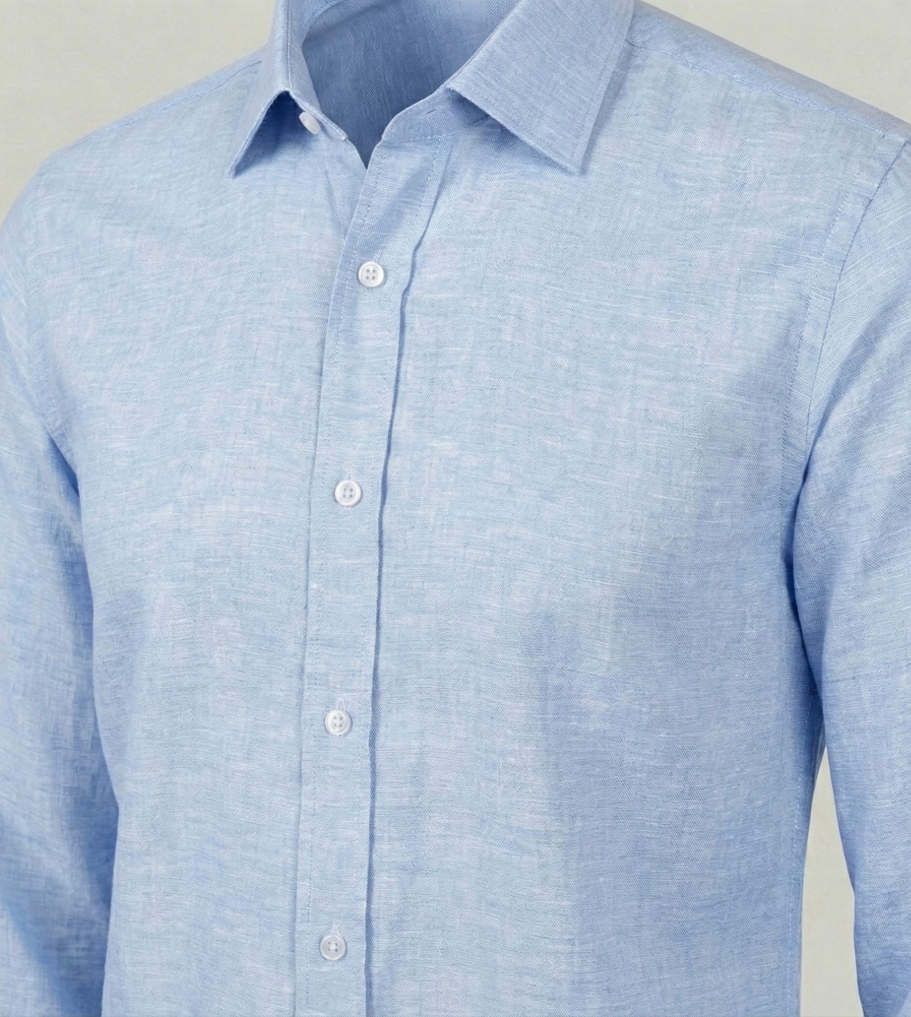 Голубая приталенная фактурная рубашка - миниатюра 2