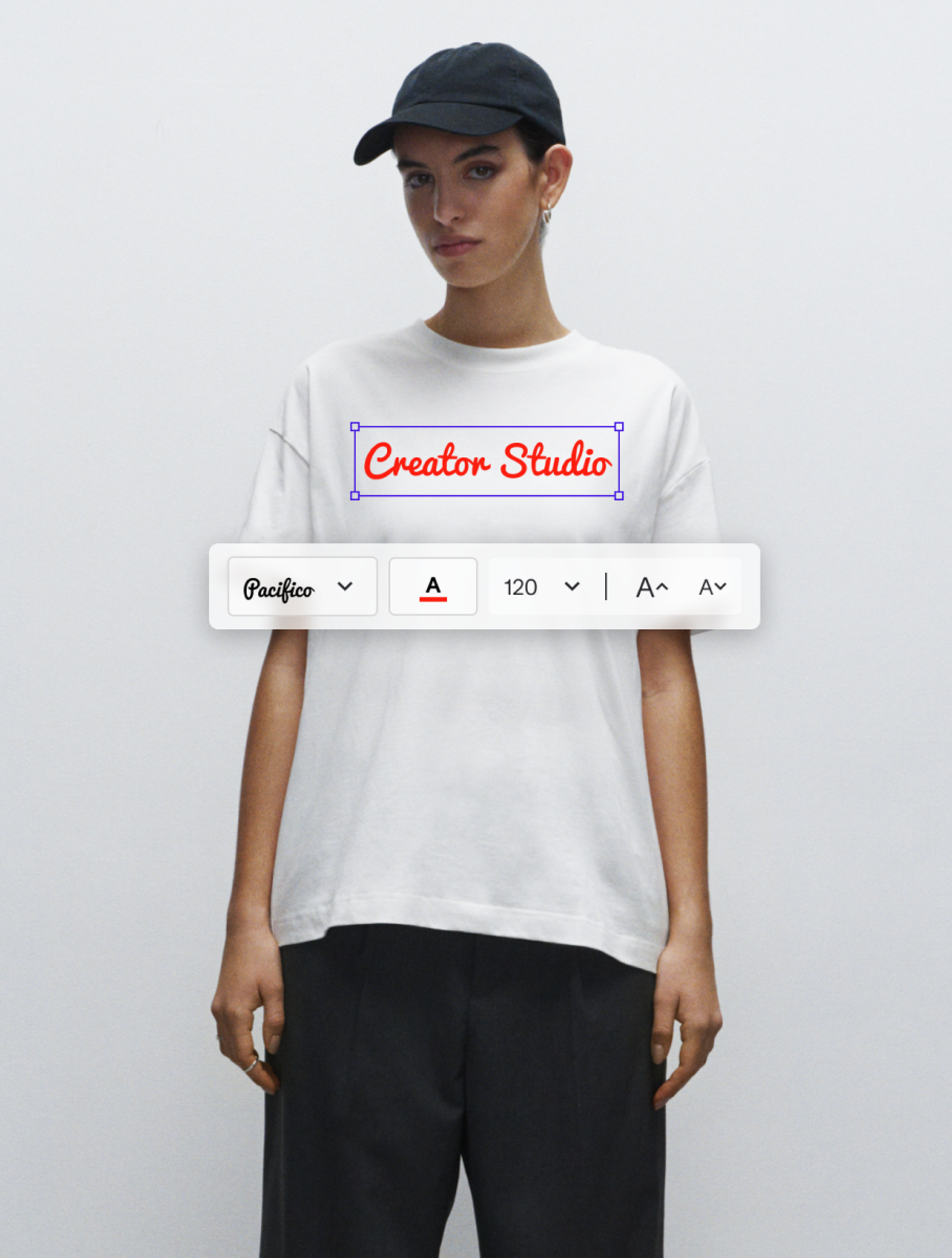 Text editor showcase on the garment