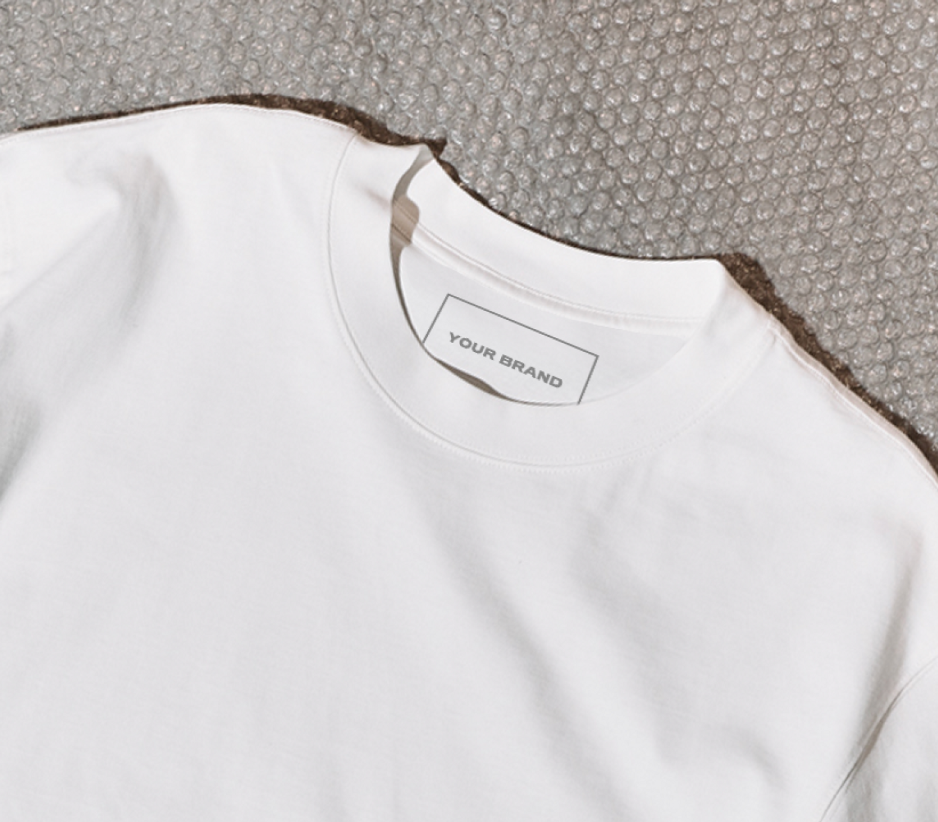 Your brand T-shirt blank with a custom necklabel