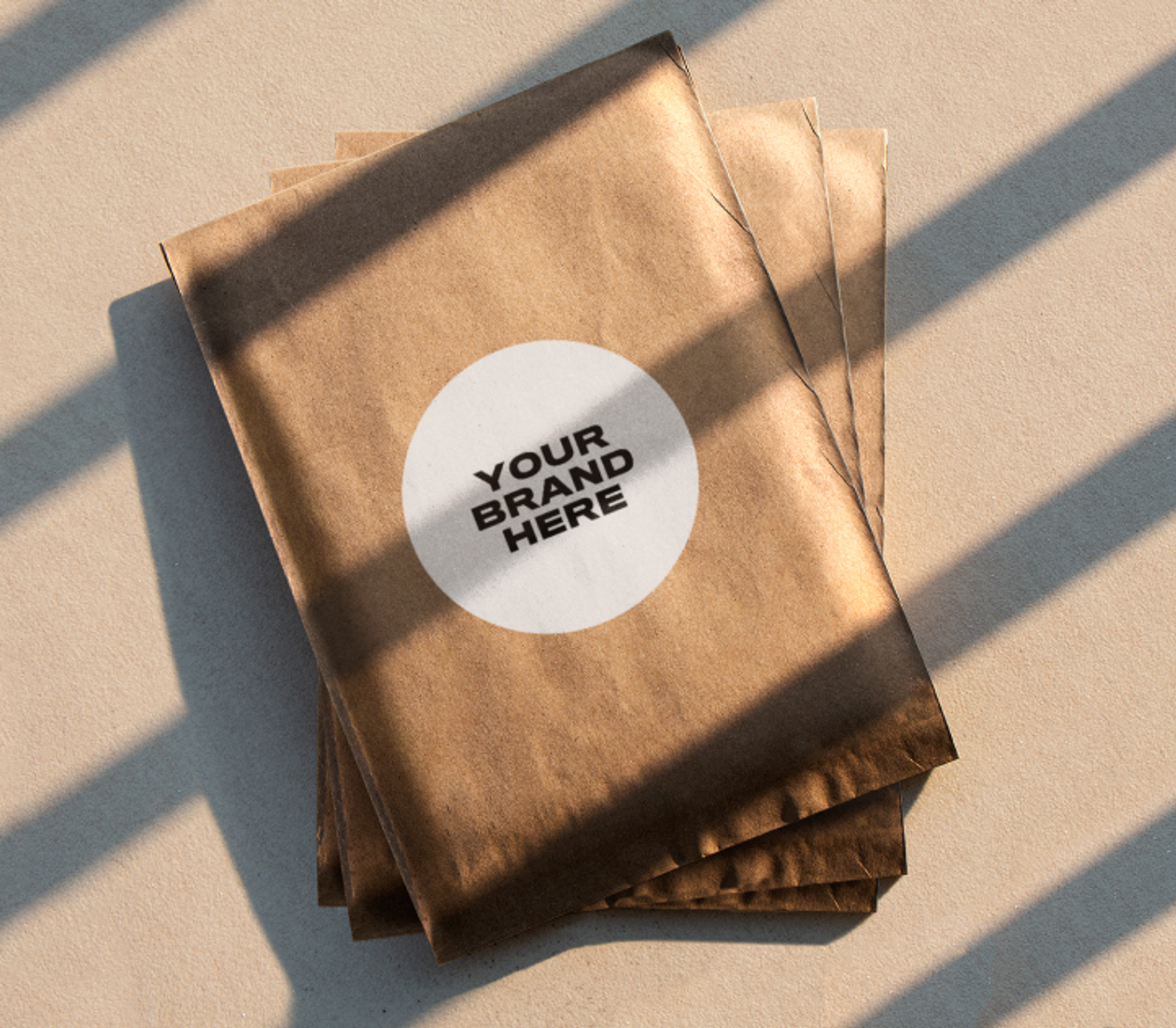 Paper packaging used for Creator Studio orders with brandable stickers